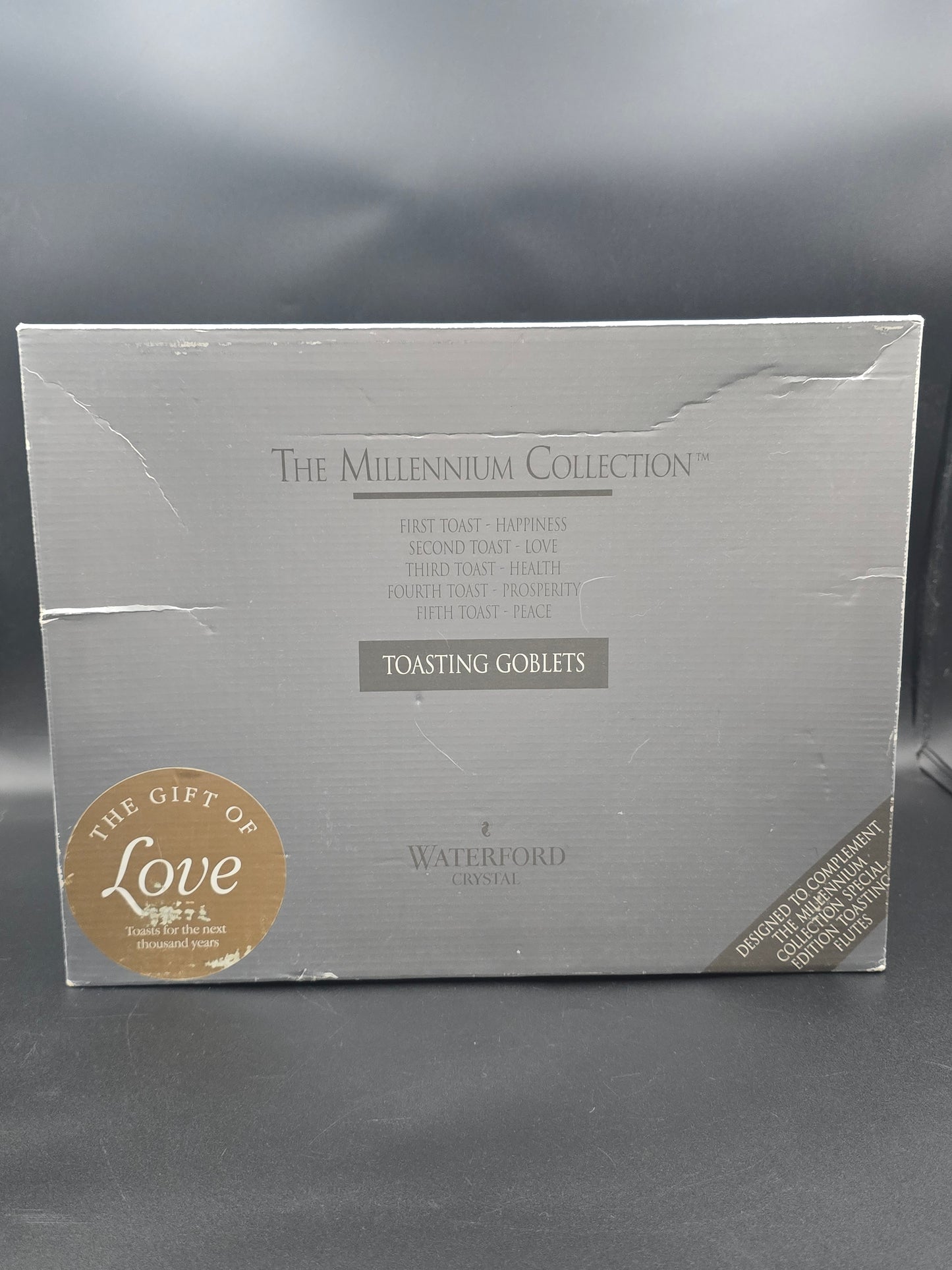 Waterford Crystal The Millennium Collection Toasting Goblets Pair. Second Toast - Love. Boxed.