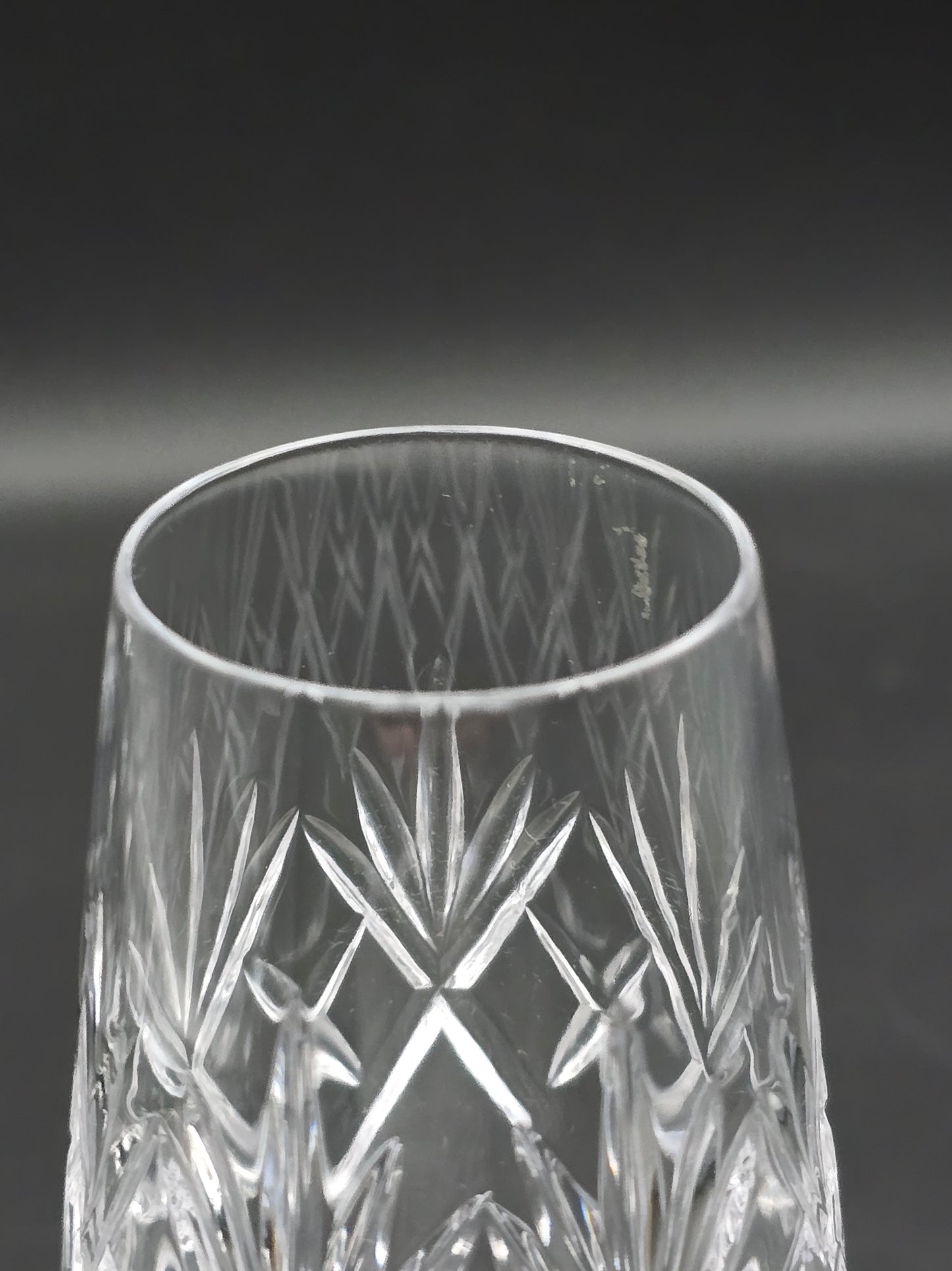 Set of 6 Royal Doulton Georgian Pattern short stemmed Crystal Champagne Flutes. 200ml