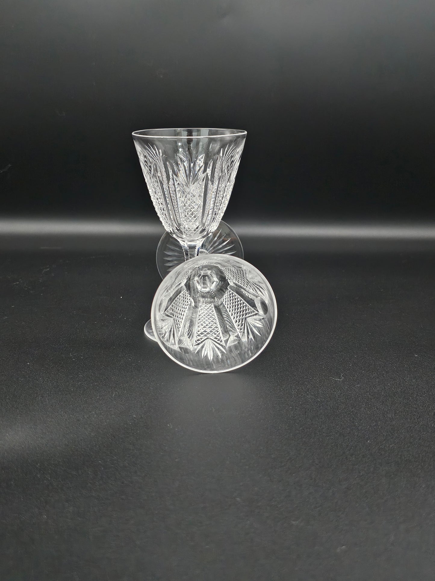 Pair of Small Crystal Liqueur glasses. 11.5cm tall. 90ml