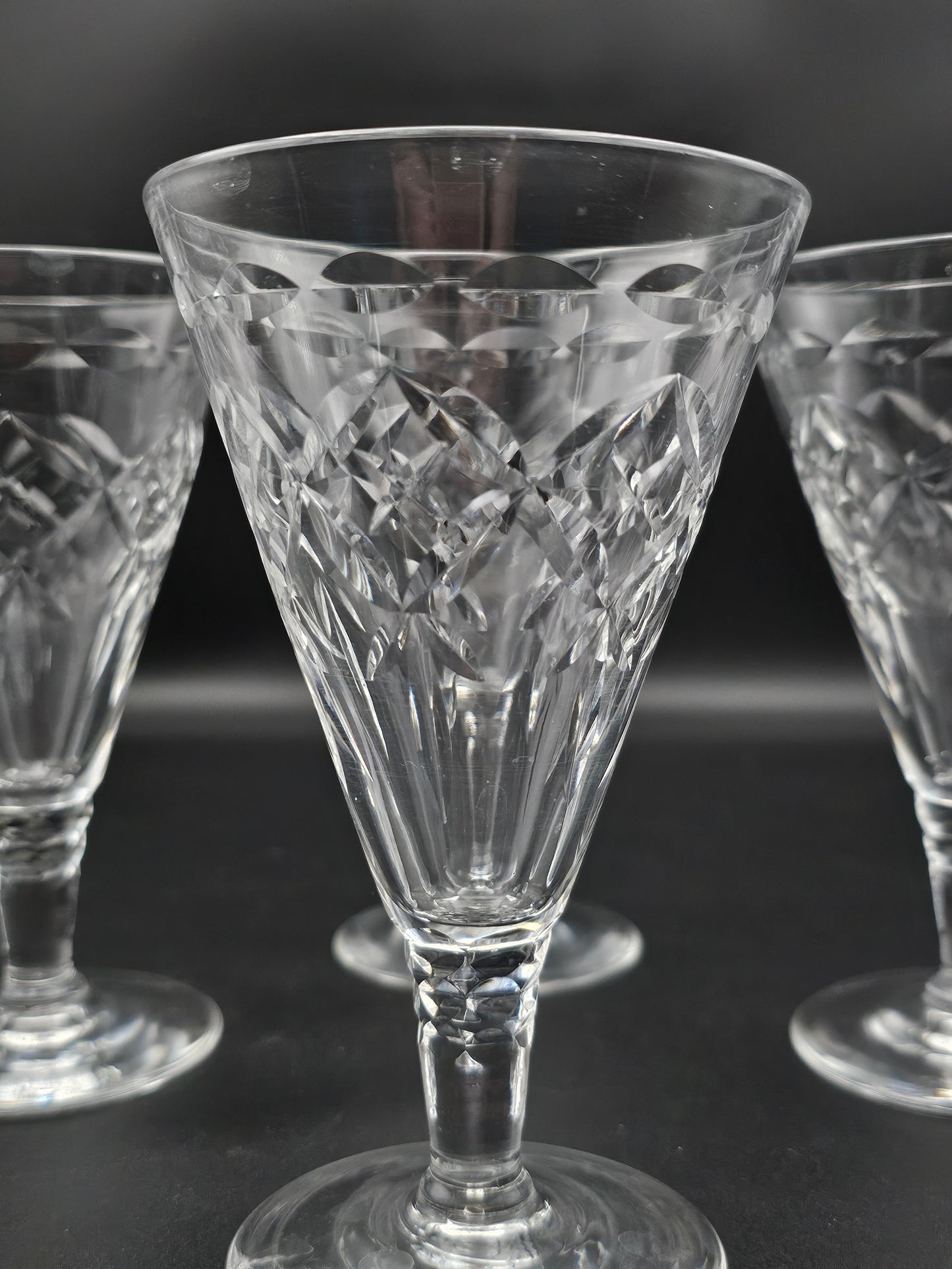 Set of 4 Crystal ice cream sundae bowls. Webb Corbett made in England.