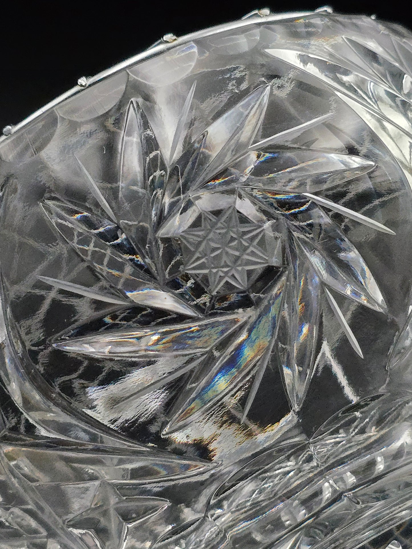 Vintage Hand-Cut Lead Crystal Rose Bowl | 15cm Wide, Star-Cut Base | 20th Century