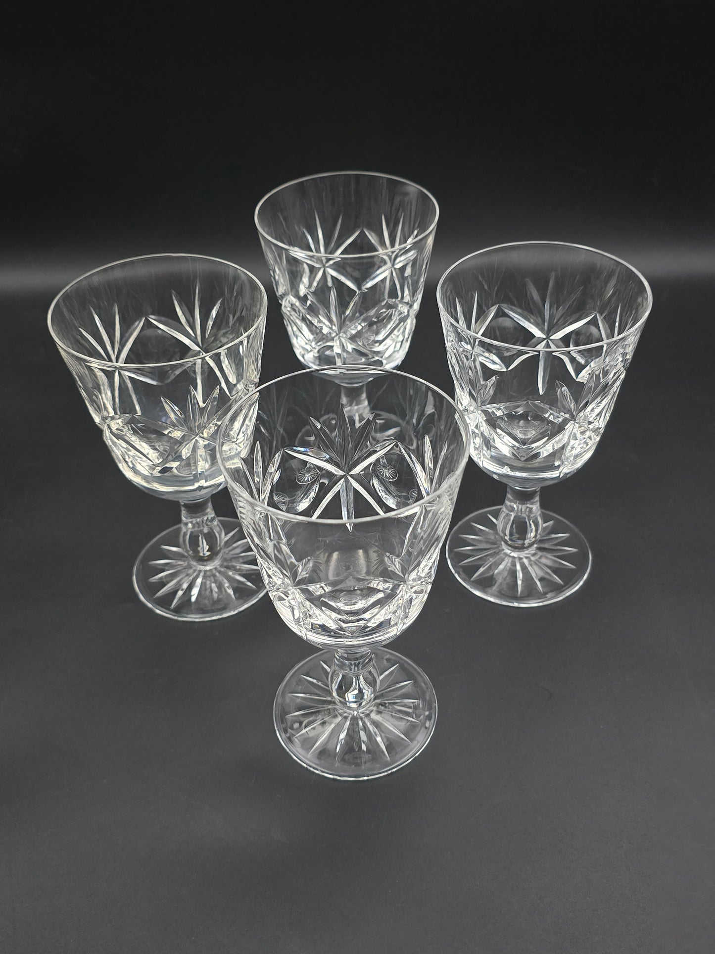 Set of 4* Large Vintage Crystal wine glasses. 250ml