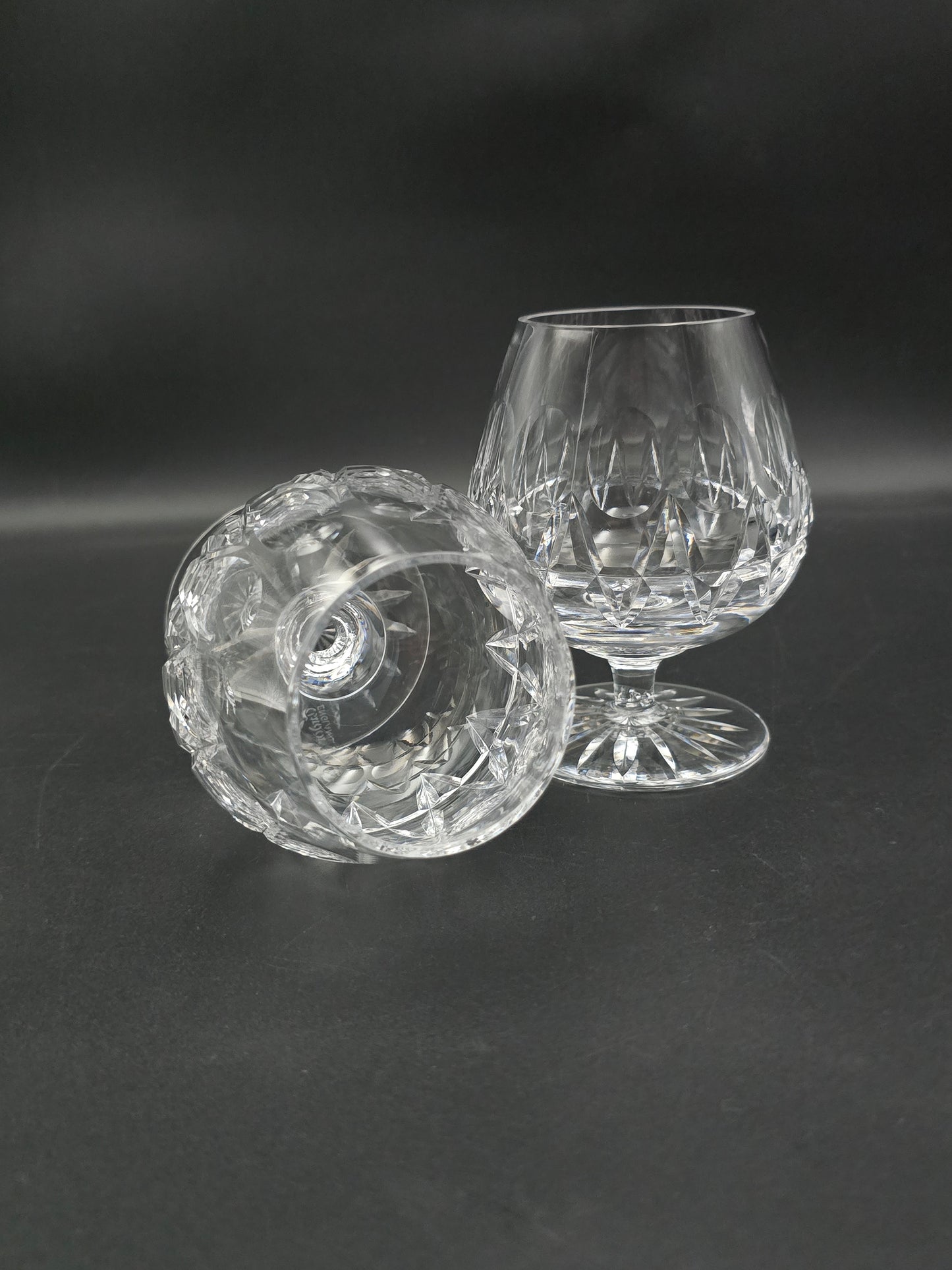 Pair of Tudor Crystal Raleigh Pattern English Crystal Brandy glasses 11oz