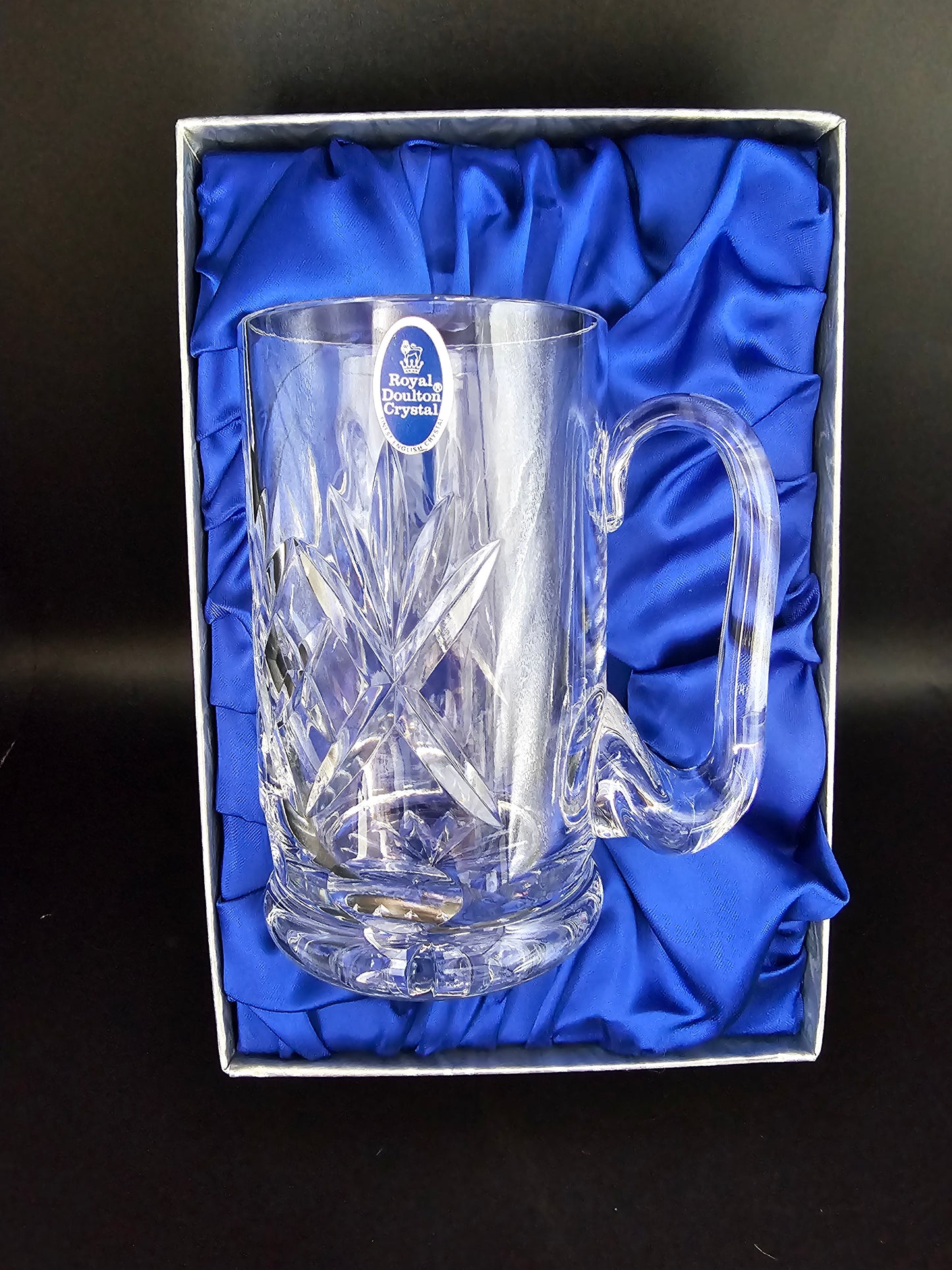 Royal Doulton Kensington Pattern Crystal Tankard. Boxed. 570ml / 1 pint