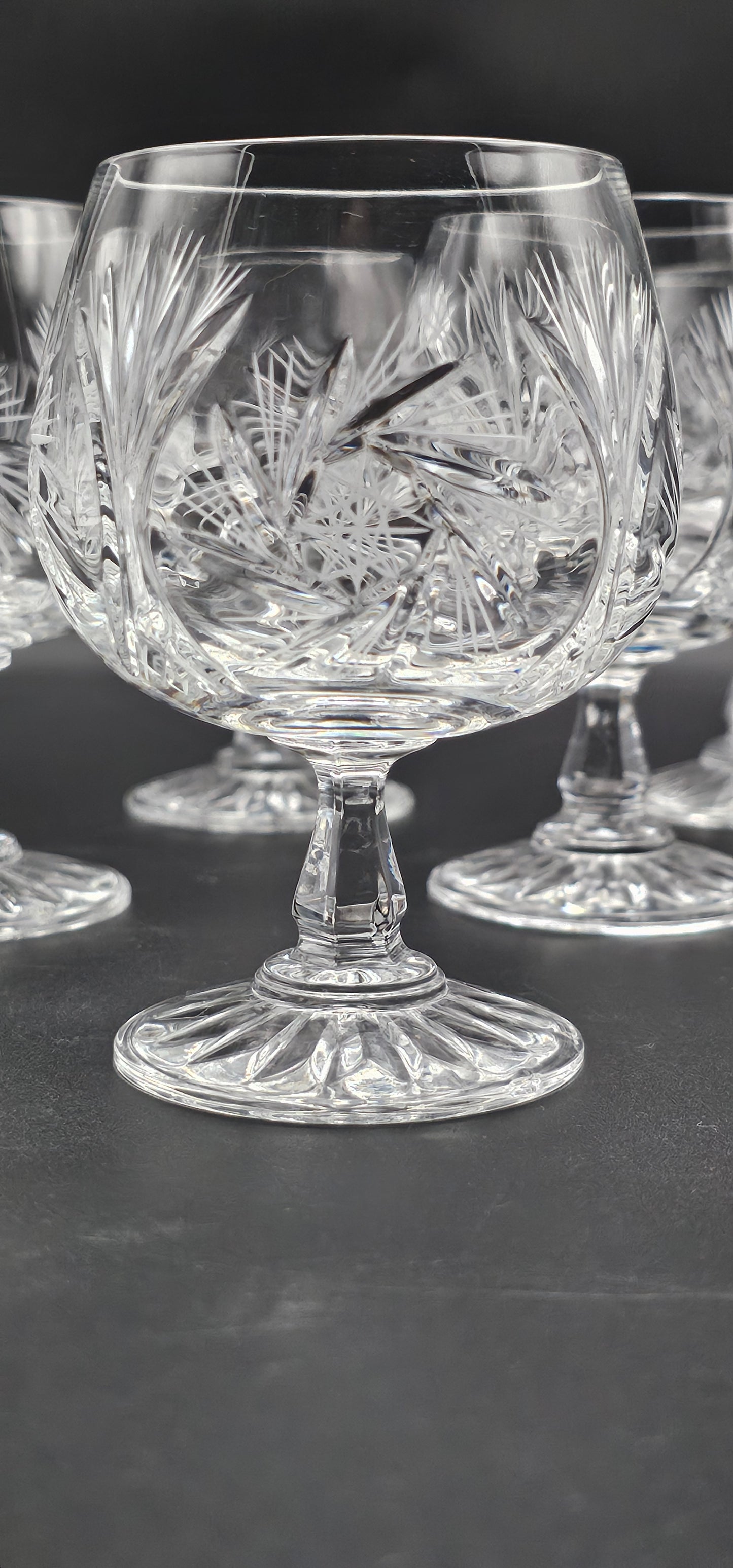 Set of 6 brandy or Cognac Crystal glasses 7oz