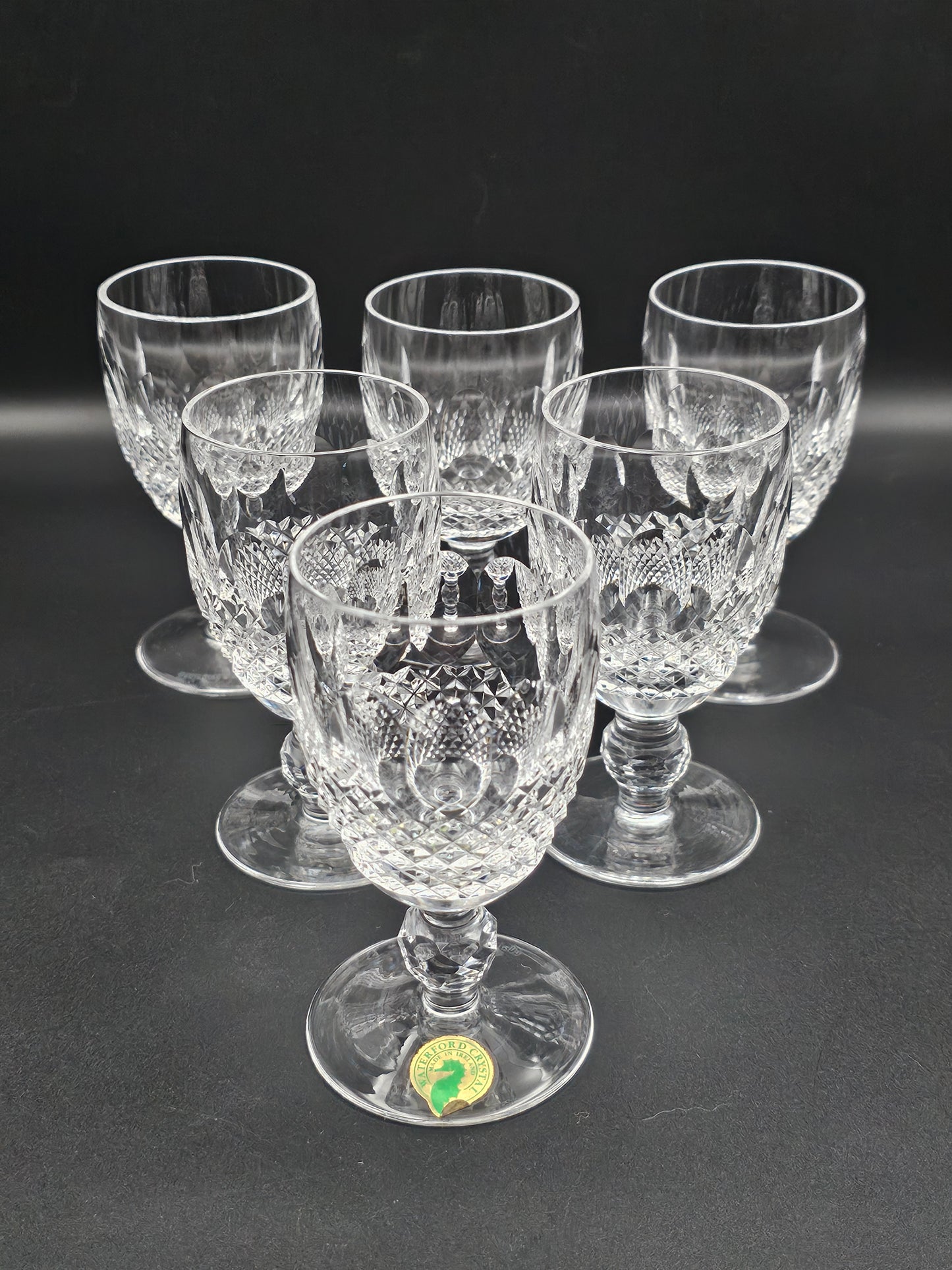 Waterford Colleen Pattern Irish Crystal short knopped stem liqueur glasses 120ml