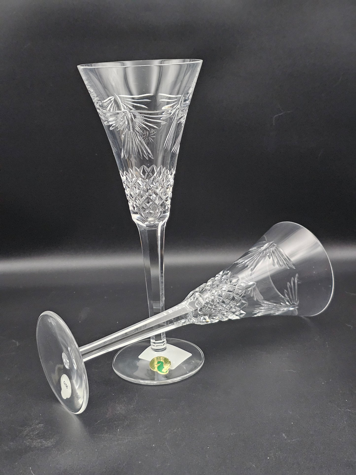 Waterford Crystal The Millennium Collection a toast to the Year 2000 Toasting Flutes Pair. Fifth Toast Peace