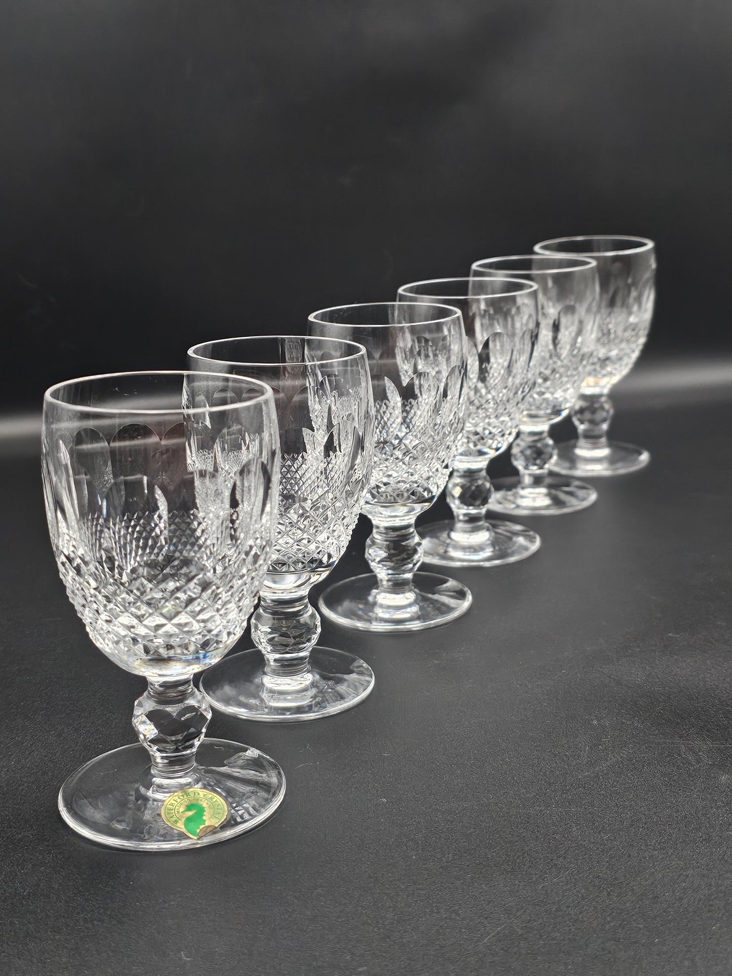 Waterford Colleen Pattern Irish Crystal short knopped stem liqueur glasses 120ml