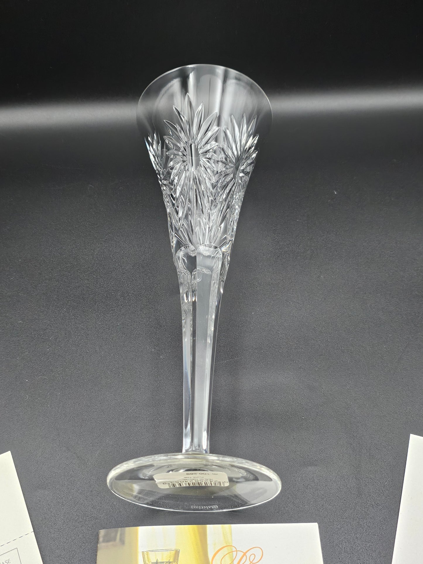 Waterford Crystal Champagne Pair of trumpet flutes.The Millennium Collection a toast to the year 2000.Third Toast Health. 23.5cm tall