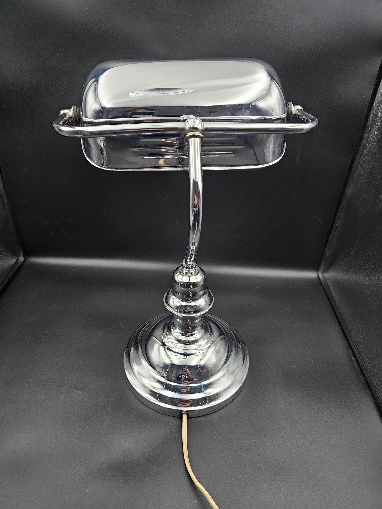 Chrome Bankers Lamp Desk Lamp 36.5cm tall. Fully Working.