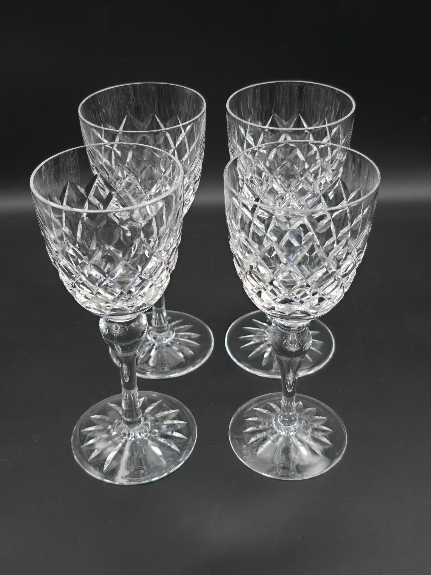Set of 4 English Crystal Wine glasses. Webb Thomas. Dennis Diamonds pattern. 175ml