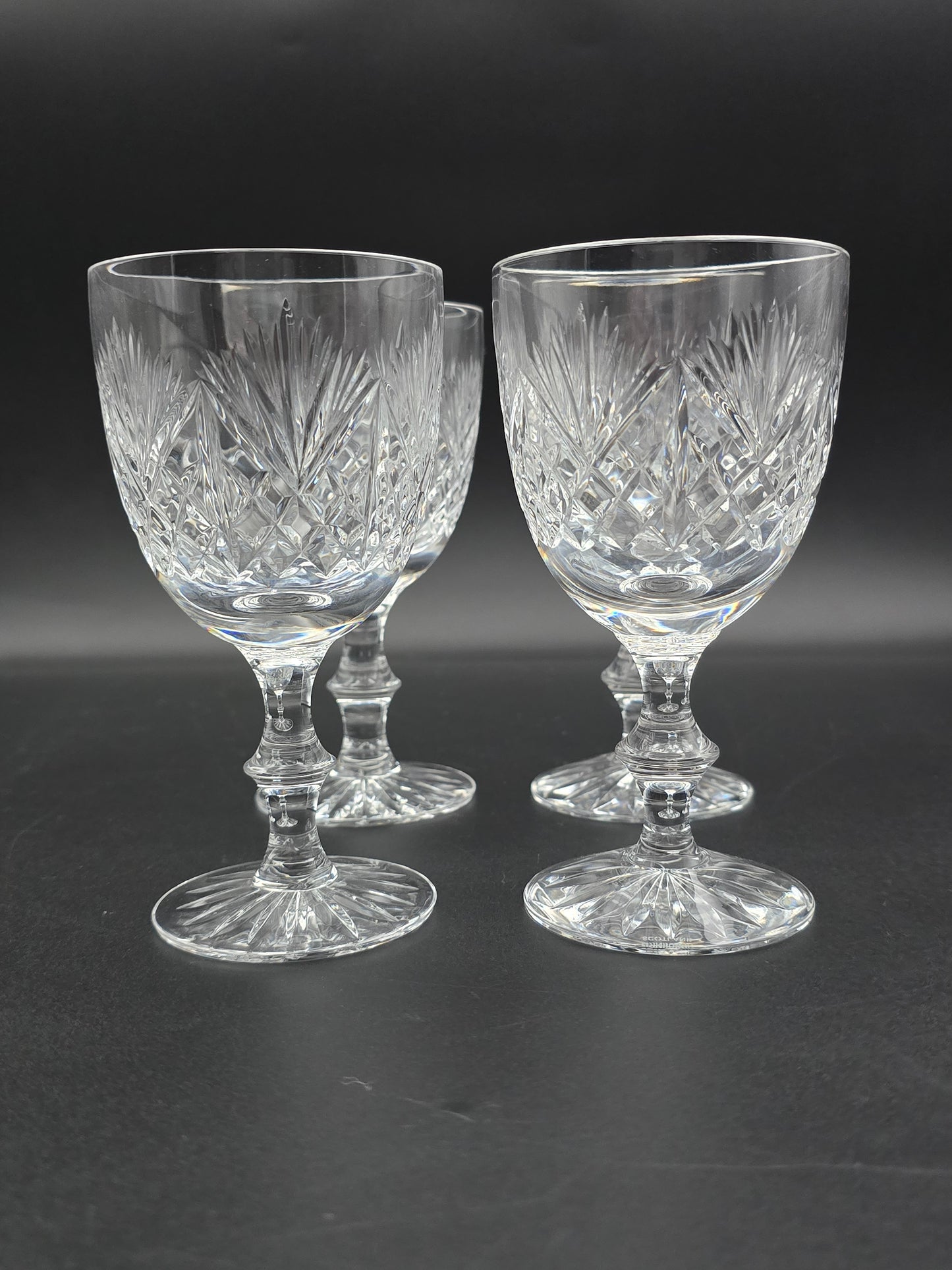 Set of 4 Edinburgh Crystal Iona Pattern 225ml.  14.5cm tall.