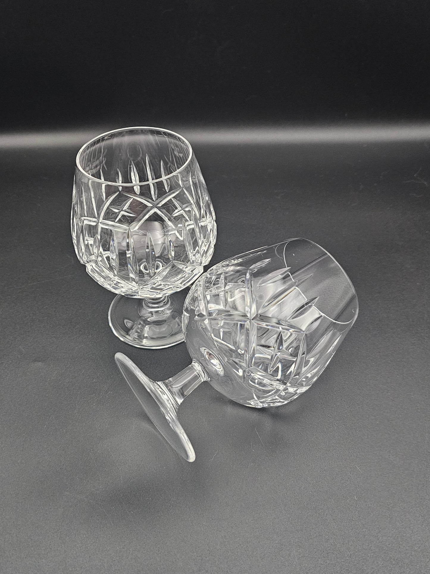 Pair of Crystal Cognac Brandy Glasses 11oz