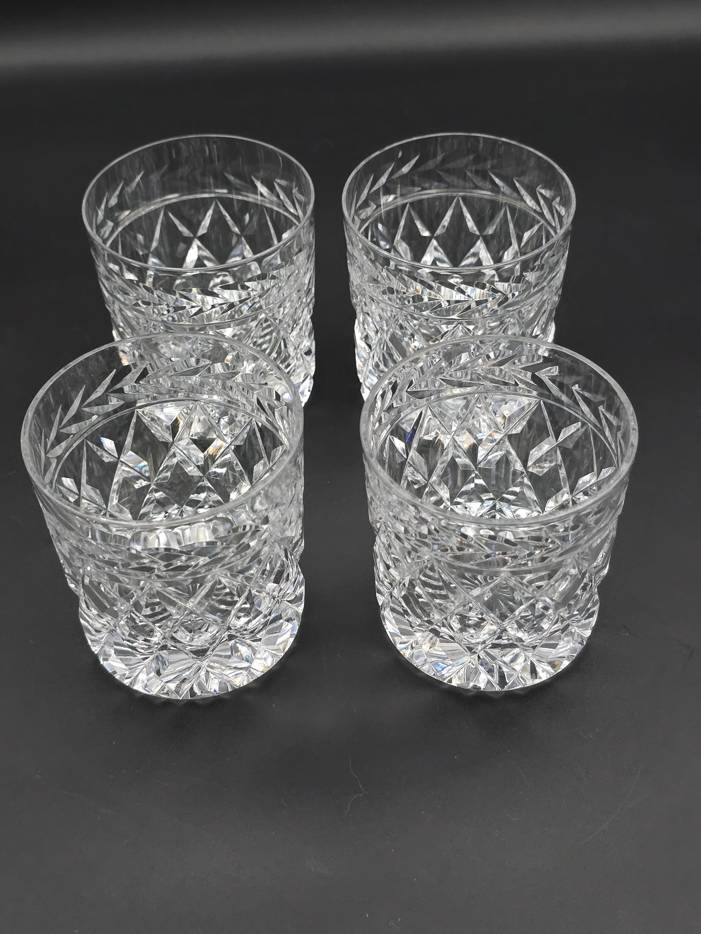 Set of 4 Stuart Crystal Cheltenham Pattern Crystal Tumblers. 7oz