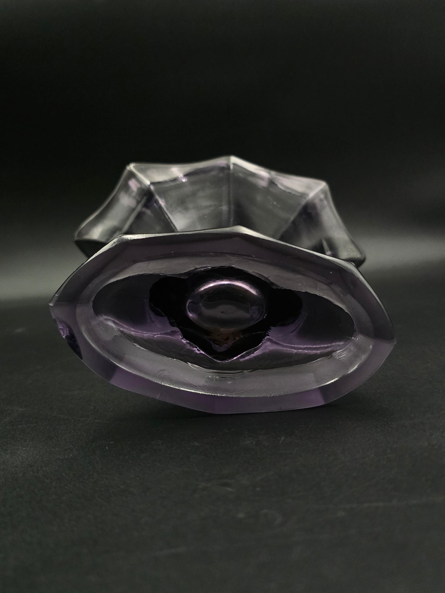 Art Deco Mauve Frosted Glass Vase by Walther & Söhne—16.5 cm Vintage German Pressed Glass