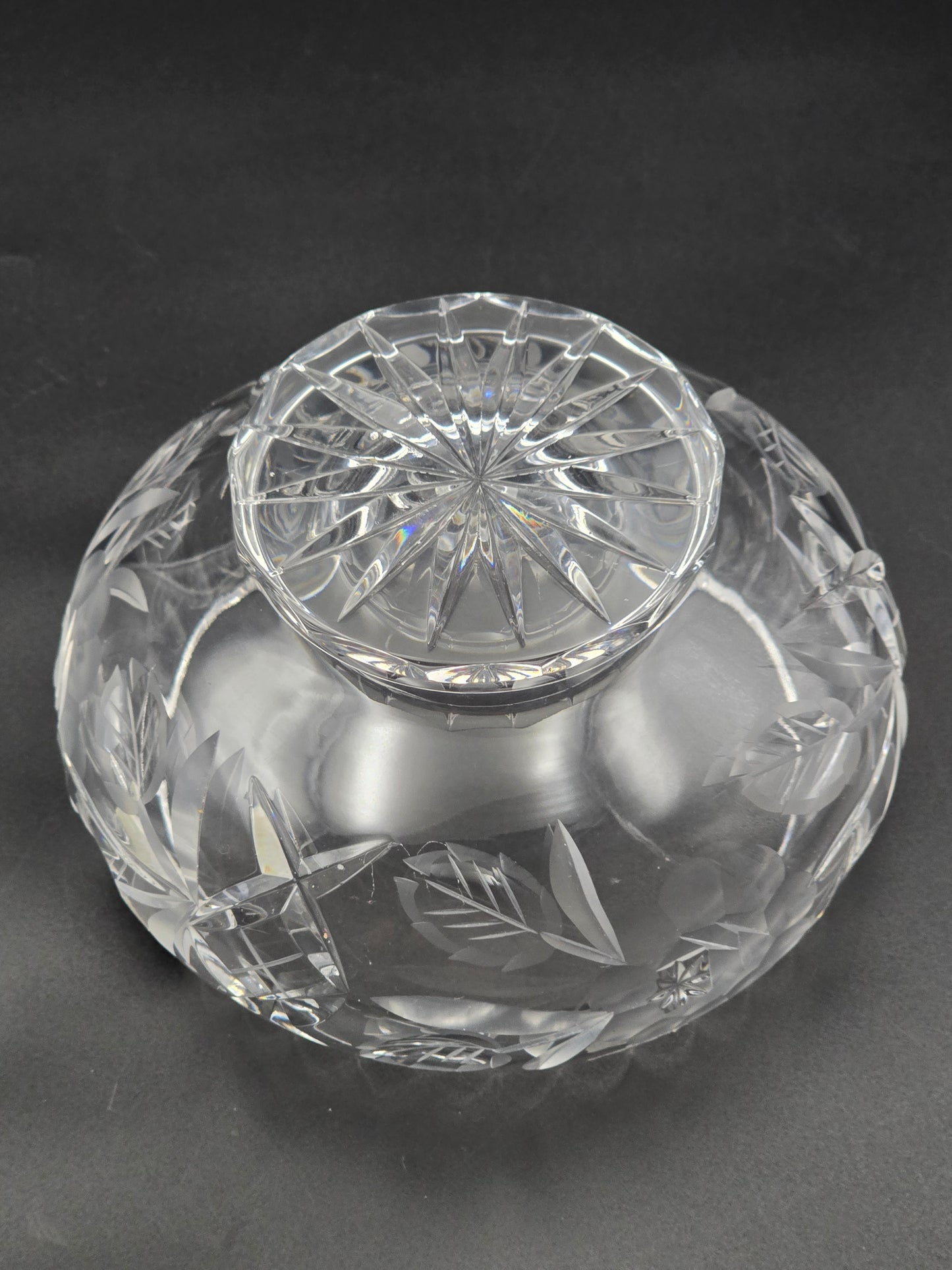 Bohemian Crystal Rose bowl. 5.5"