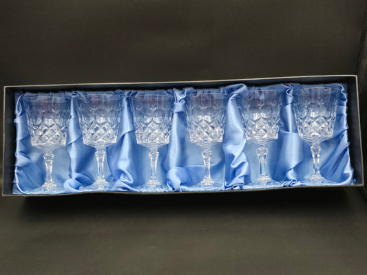 Set of 6 Fine, Hand Cut Crystal Wine Glasses, 175ml Boxed. Brierglass,English.