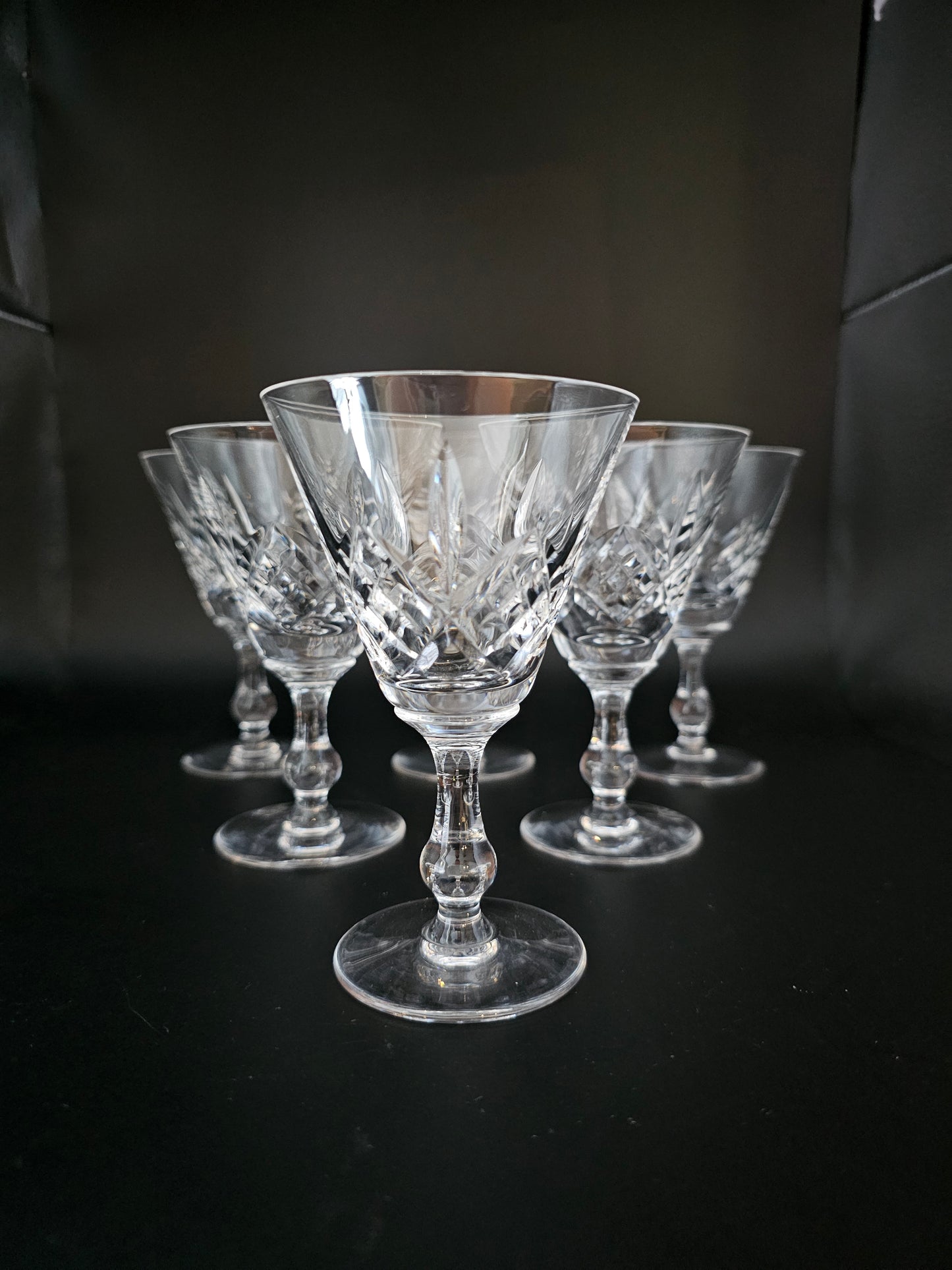 Set of 6 Vintage Stuart Crystal Glengarry Pattern Crystal Sherry glasses. 100ml