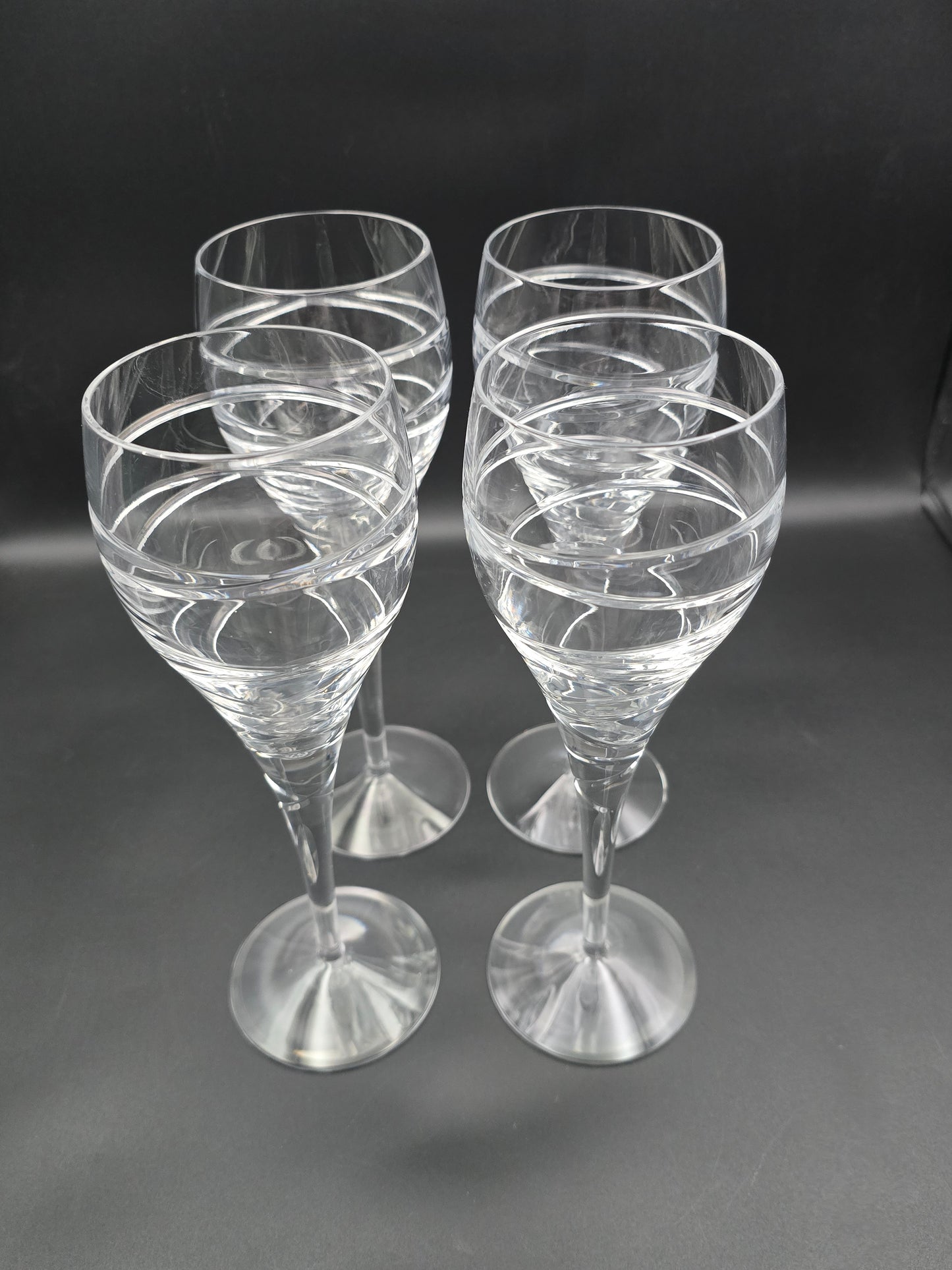 Set of 4 Large Crystal Wine Glasses 350ml 25cm tall.