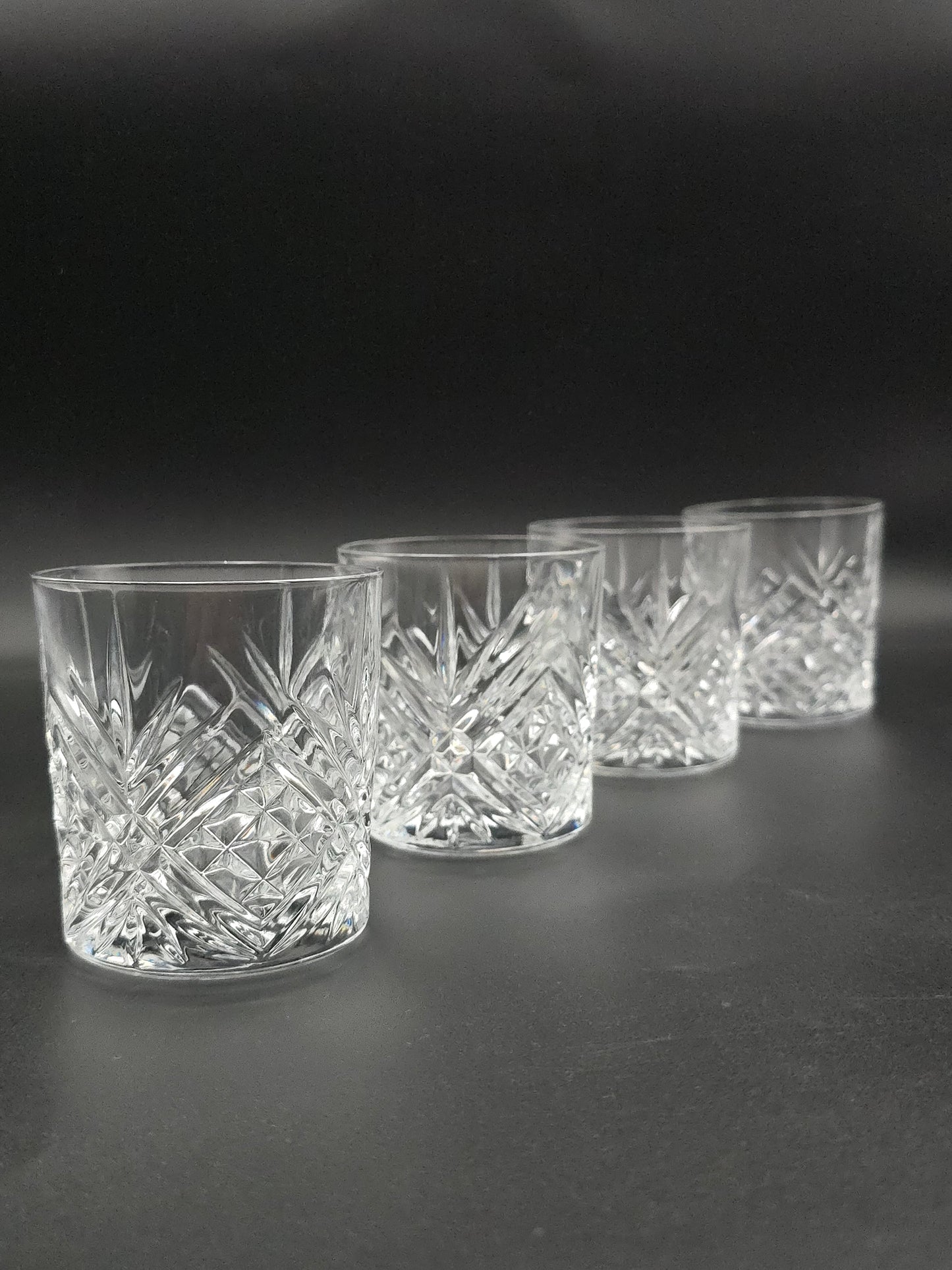 Set of 4 Edinburgh Crystal Whisky Tumblers – Boxed, 8oz, Heavy Cut Glass, Vintage Scottish Crystal Barware