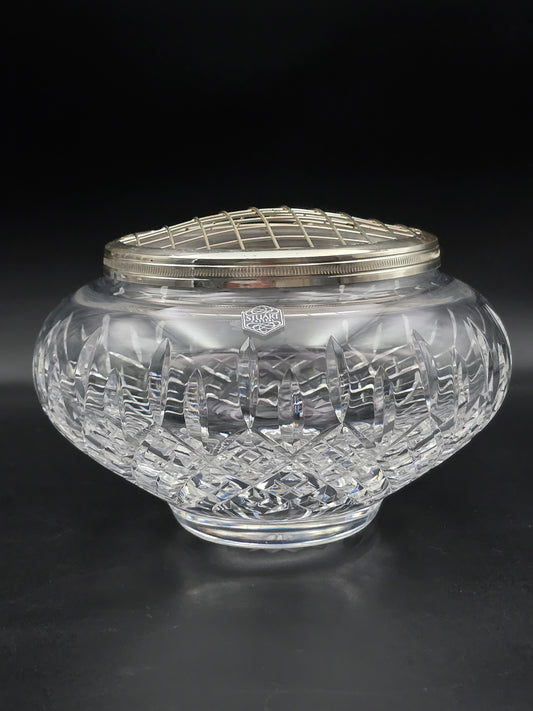 Stuart Crystal Shaftesbury Pattern Rose Bowl – Large 7.5" Vintage Posy Bowl – Heavyweight Cut Glass with Etched Mark & Starburst Base – 1.8kg Display Bowl
