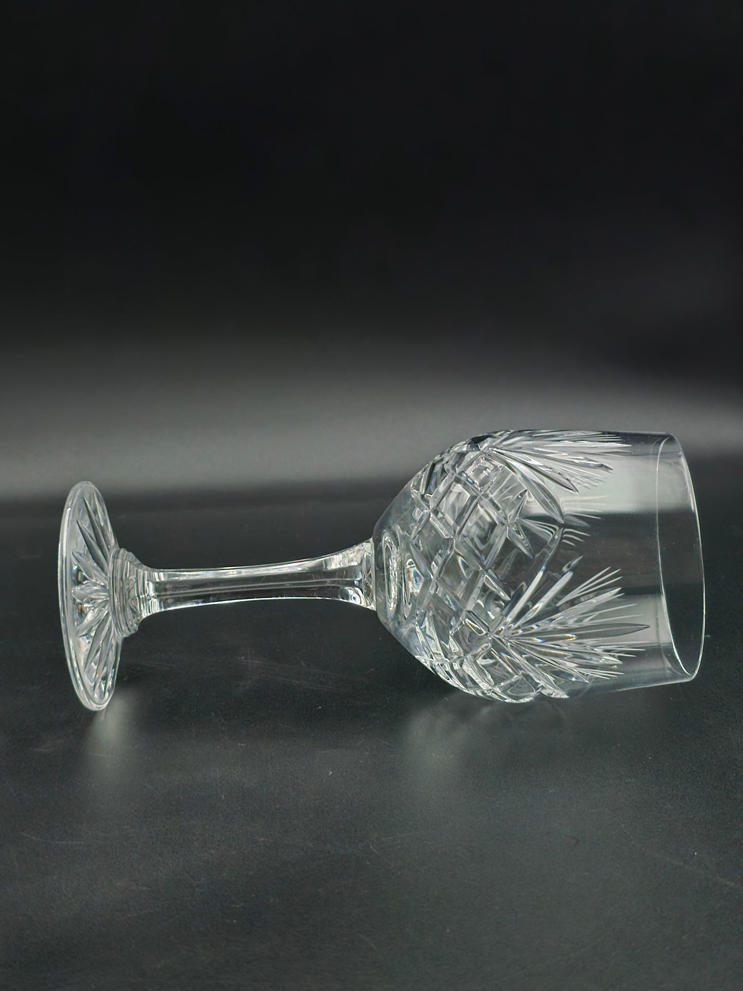 Vintage Zawiercie Monika Pattern Lead Crystal Wine Glass – 300 ml, 18 cm, Star‑Cut Base, Poland c. 1990s