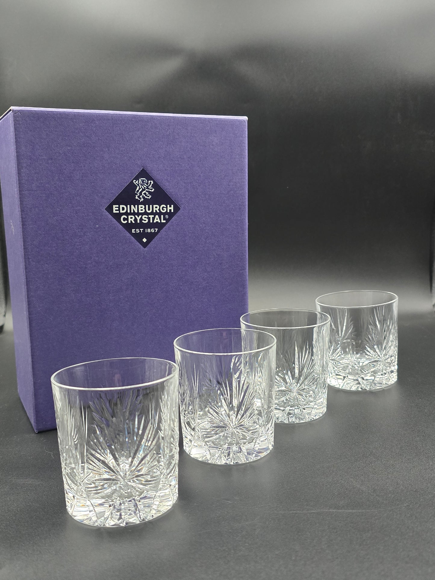Set of 4 Edinburgh Crystal Star of Edinburgh pattern 7oz Tumblers
