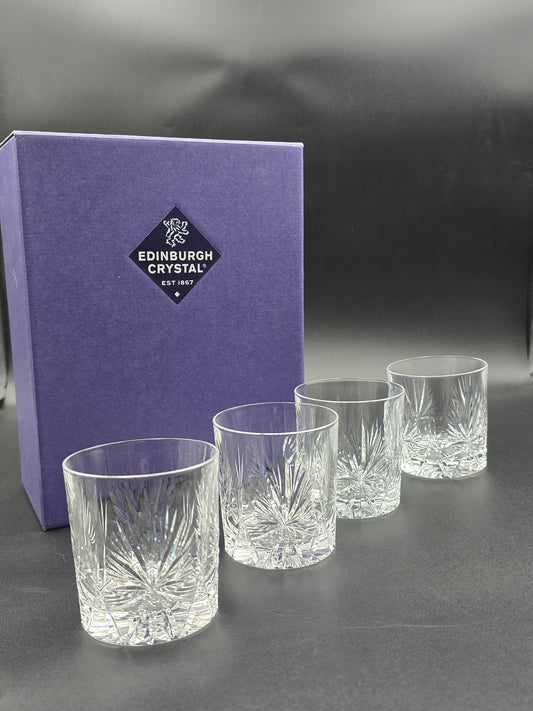 Set of 4 Edinburgh Crystal Star of Edinburgh pattern 7oz Tumblers