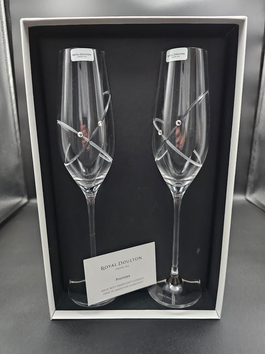 Royal Doulton With This Ring pair of Toasting Flutes With Swarovski Elements