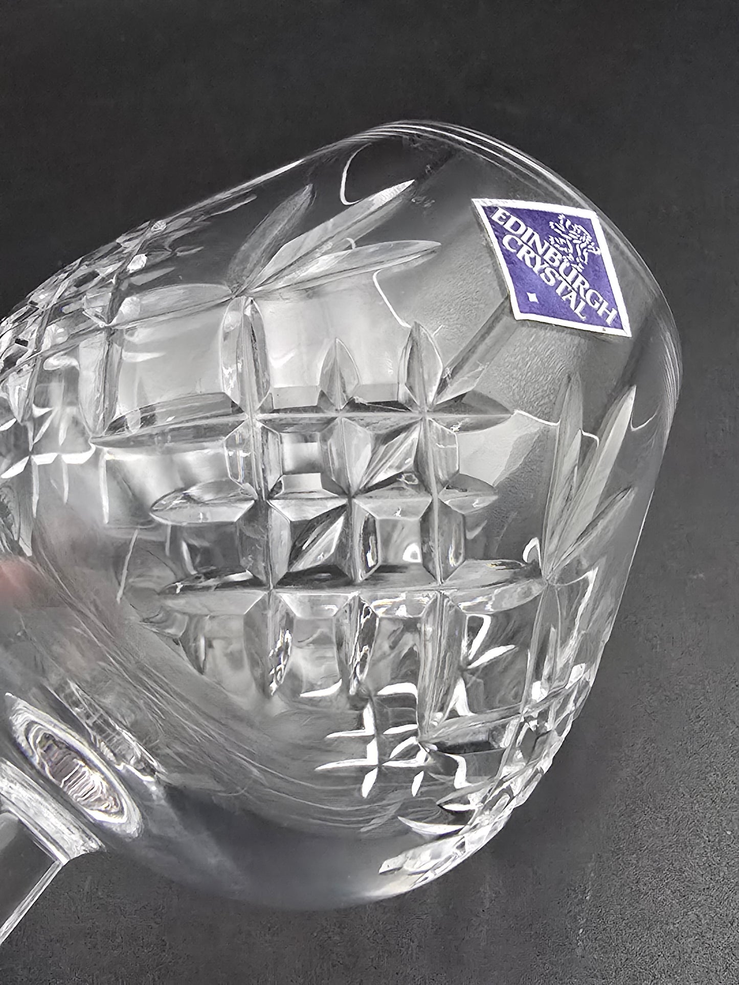 Pair of Edinburgh Crystal Lomond Pattern Crystal Brandy glasses 12oz