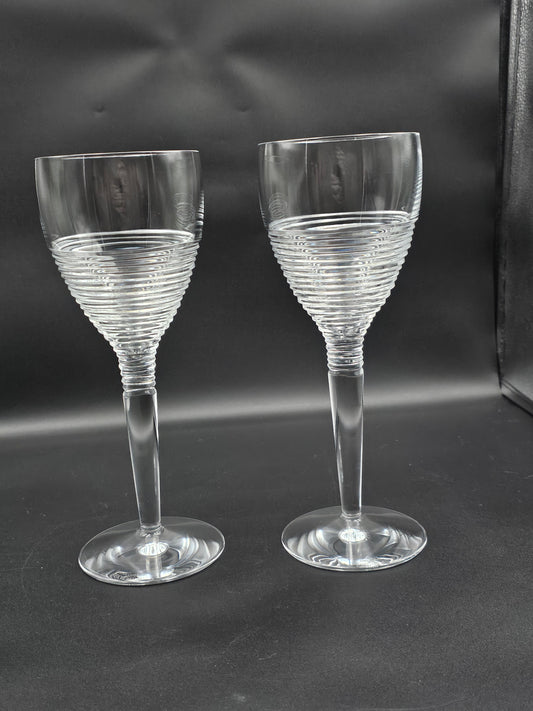 Beautiful Pair of Waterford Jasper Conran Large Strata Wine Glasses 25.5cm tall 500ml