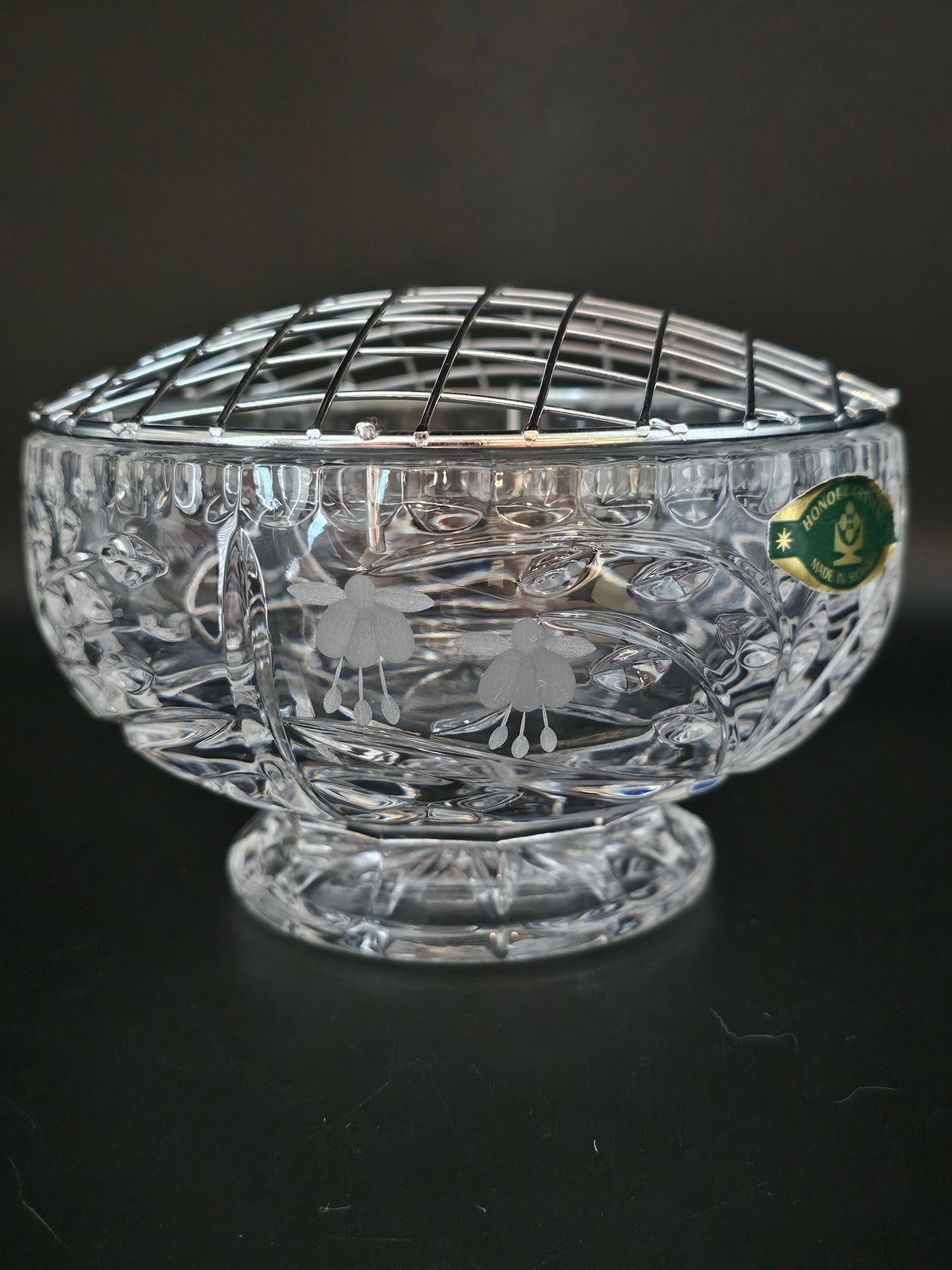 Crystal Rose Bowl by Honour Crystal 6"