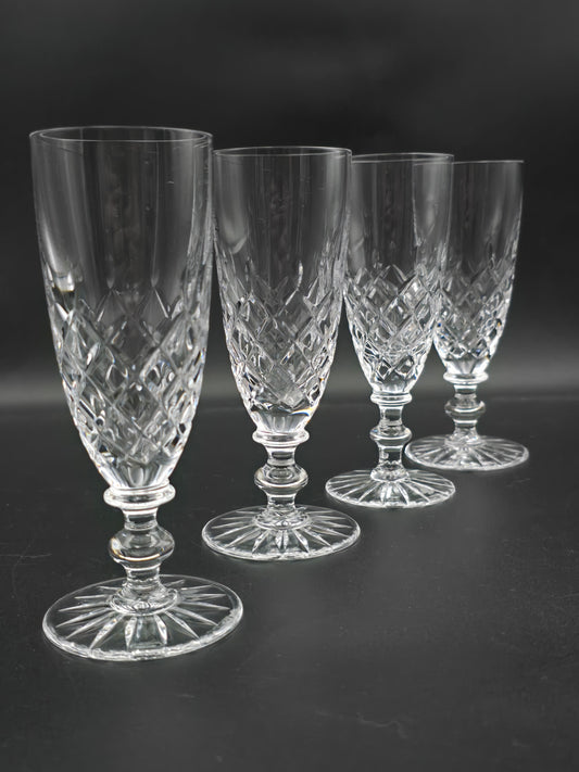 Set of 4 small Crystal Champagne flutes. 120ml