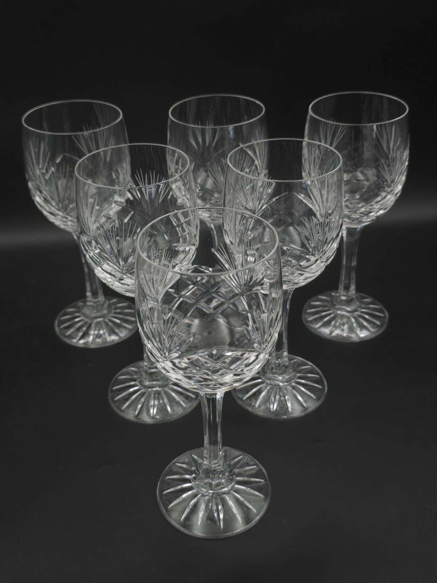 Set of 6 Vintage Crystal Wine Glasses 225ml