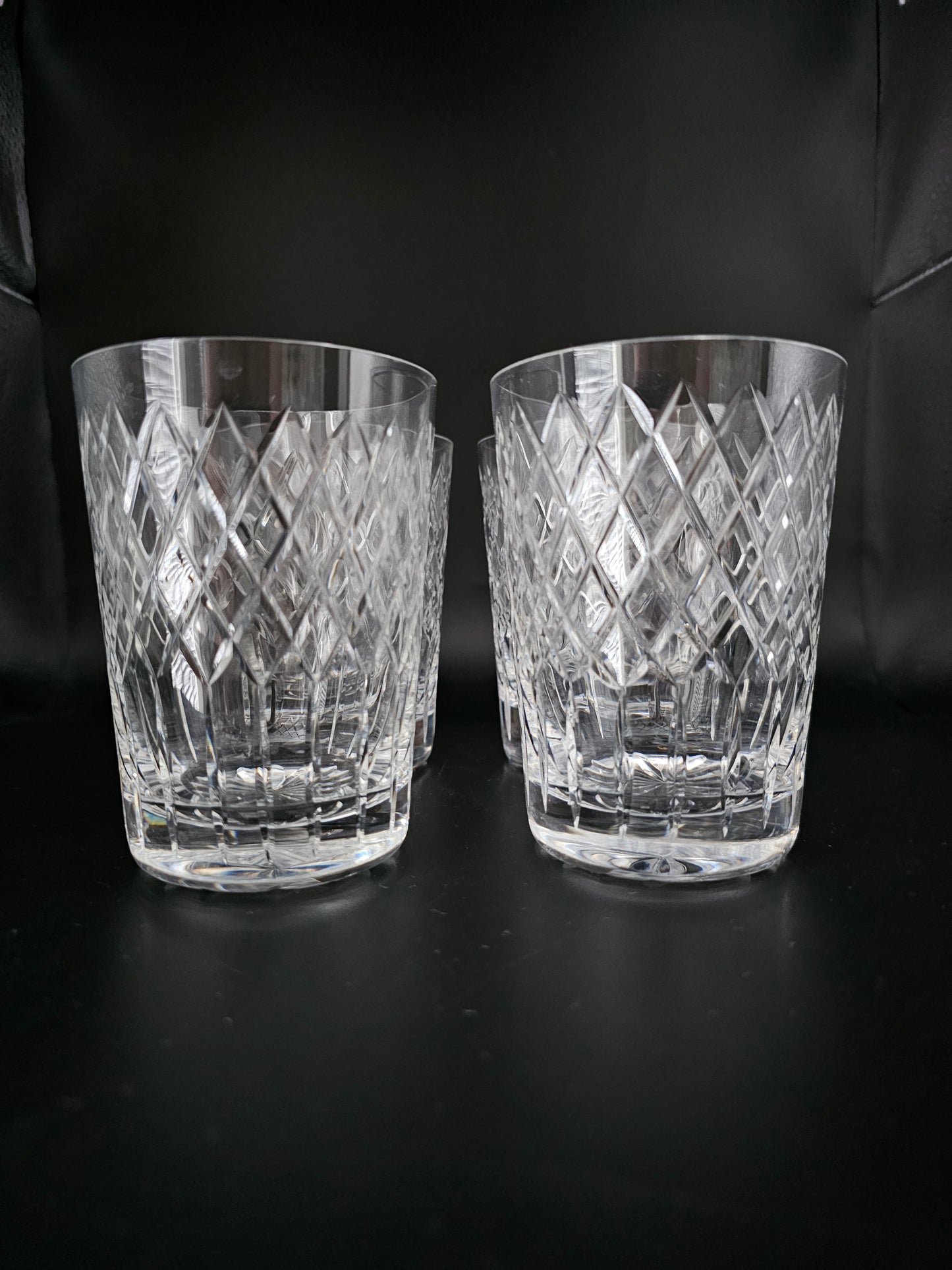 Beautiful vintage set of 4 Large Crystal Tumblers. 300ml.