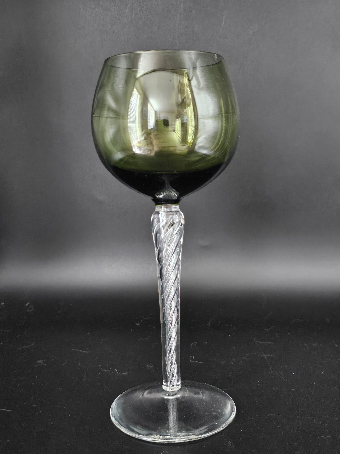 Set of 6 Coloured Air Twist Stem Coloured Crystal Hock Glasses. 250ml