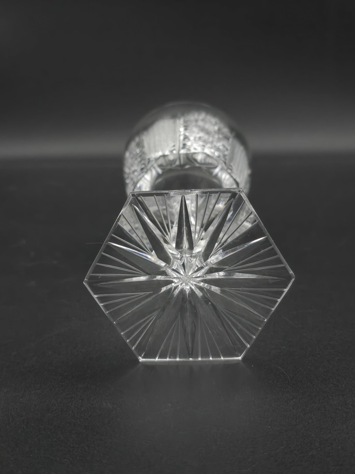 Set of 6 Bohemian vintage Crystal wine glasses with hexagonal base. 175ml