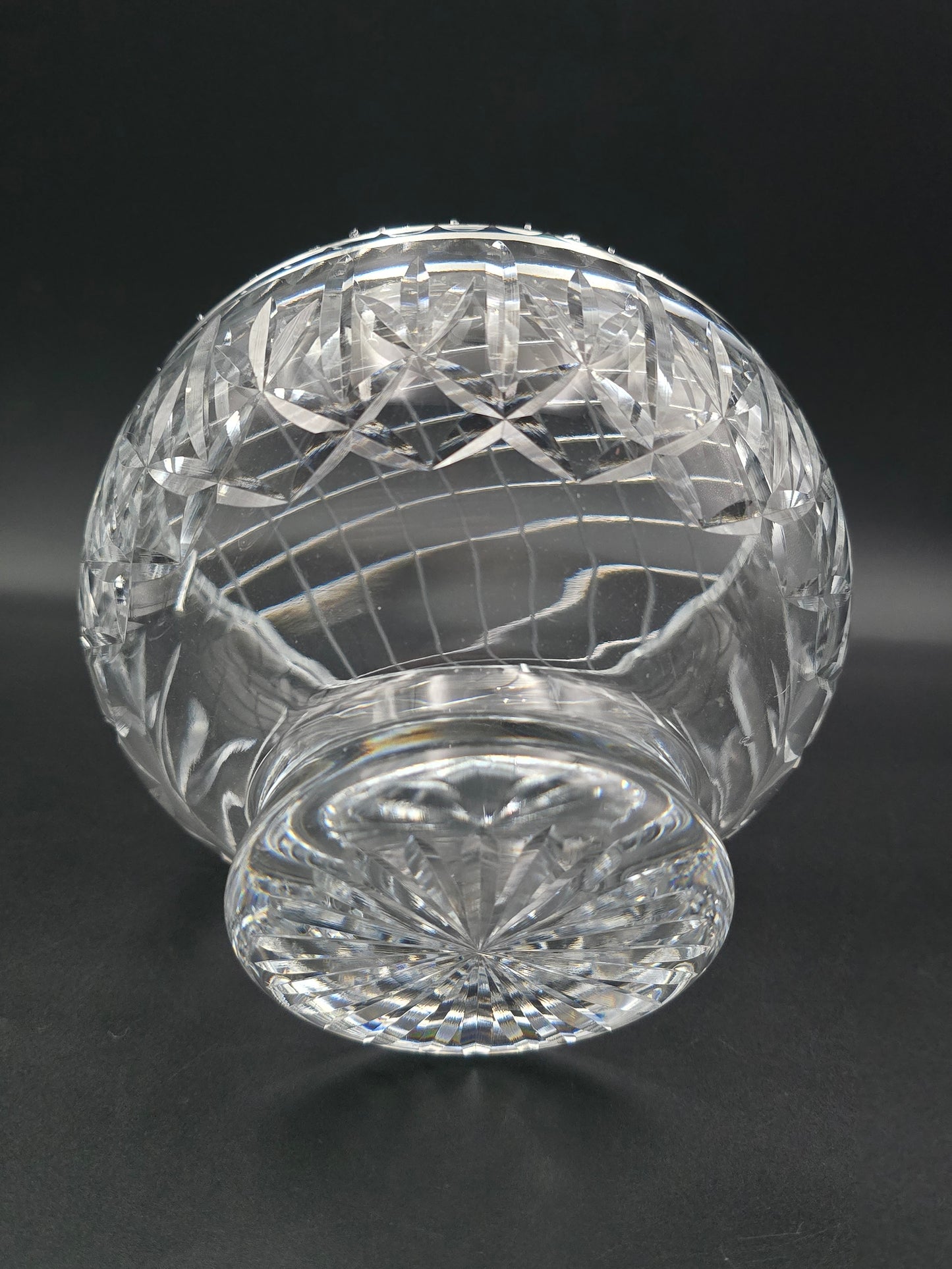 Vintage Mid-Century Cut Crystal Posy Bowl – Fan‑Style Base – 15 × 16 cm Sparkling Centrepiece