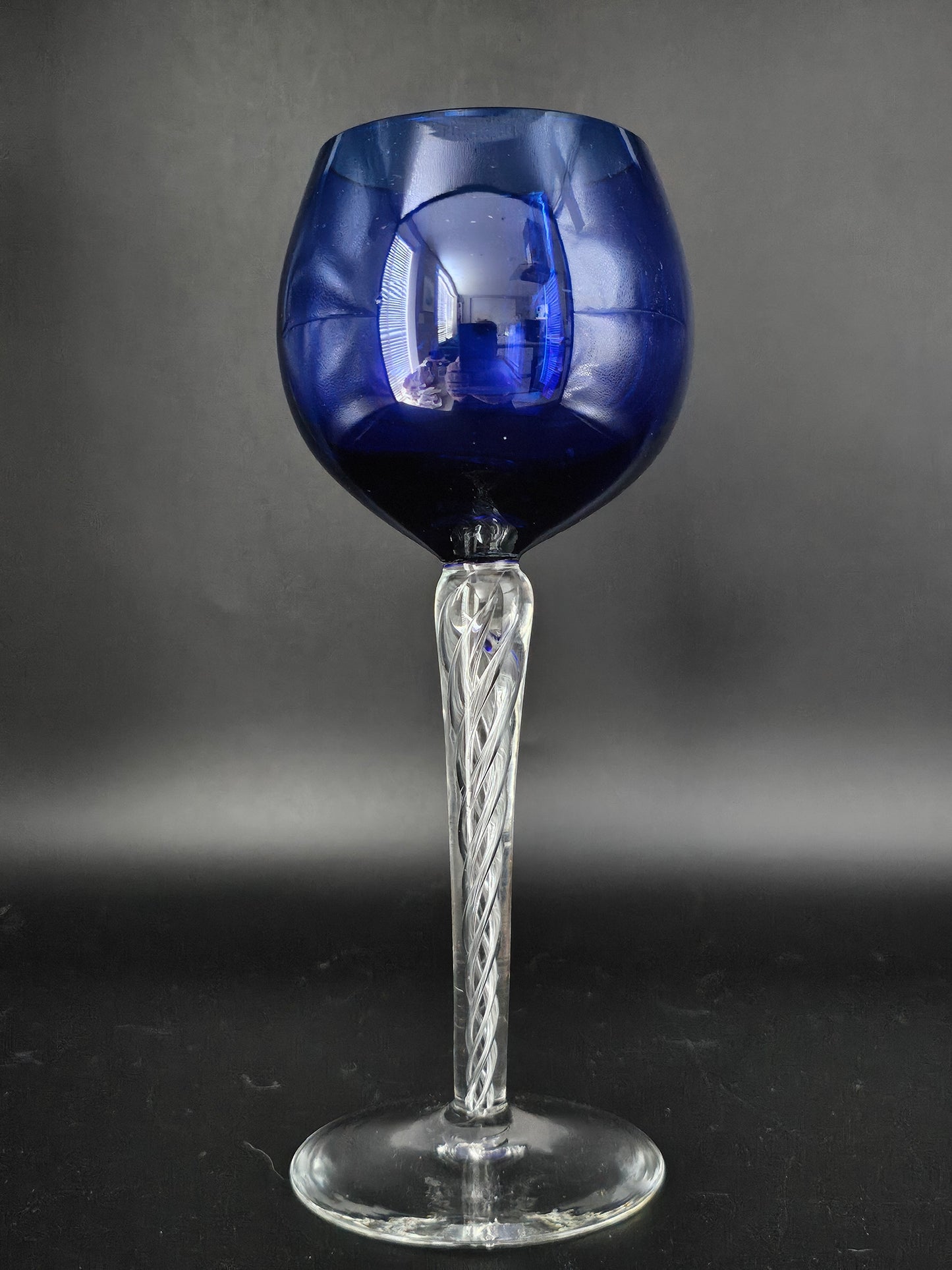 Set of 6 Coloured Air Twist Stem Coloured Crystal Hock Glasses. 250ml