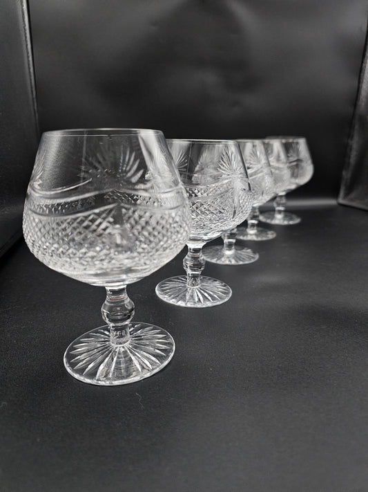 Fantastic 5 footed Crystal Brandy Cognac glasses 11oz