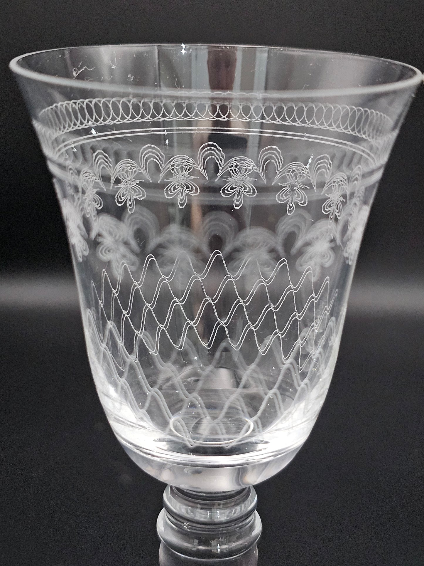 5 Vintage Bohemian Pall Mall pattern liqueur or Sherry glasses. 100ml