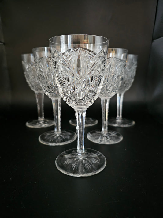 Baccarat Crystal Lagny Pattern, set of 6 Crystal Sherry glasses 150ml