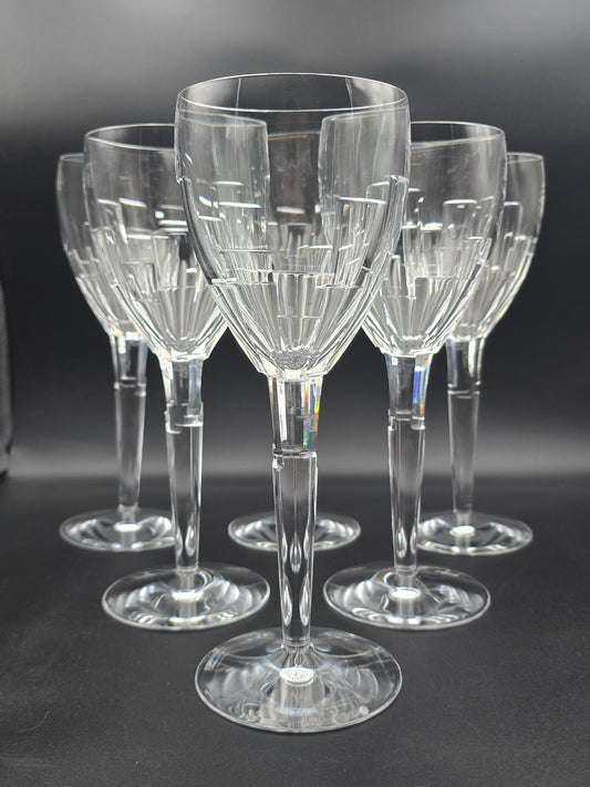  Set of 6 Stuart Crystal Ice Wine Glasses 450 ml by Jasper Conran – 25 cm Tall Cut Crystal Goblets, Signed Vintage Glassware