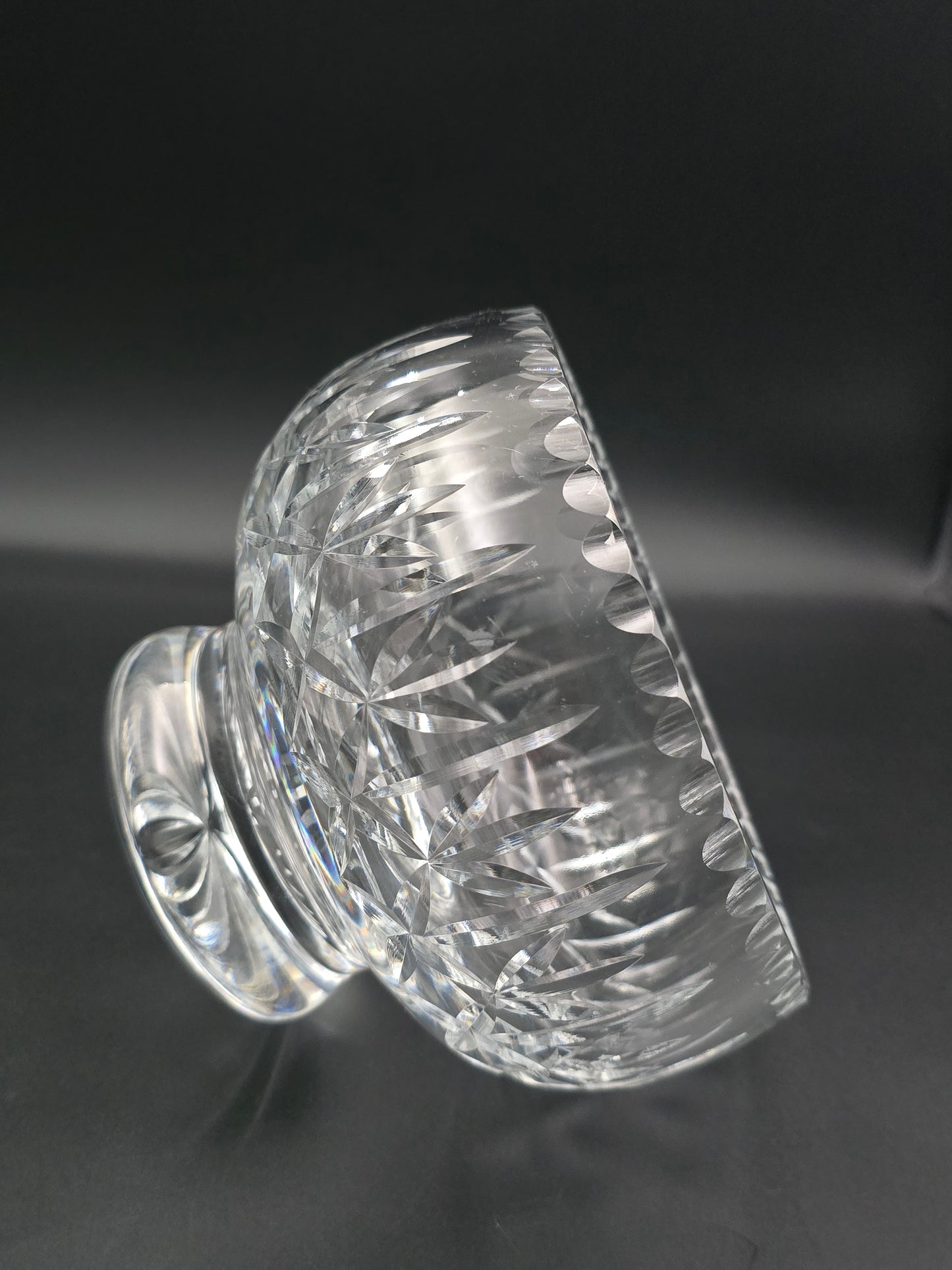 Vintage Mid-Century Cut Crystal Posy Bowl – Fan‑Style Base – 15 × 16 cm Sparkling Centrepiece
