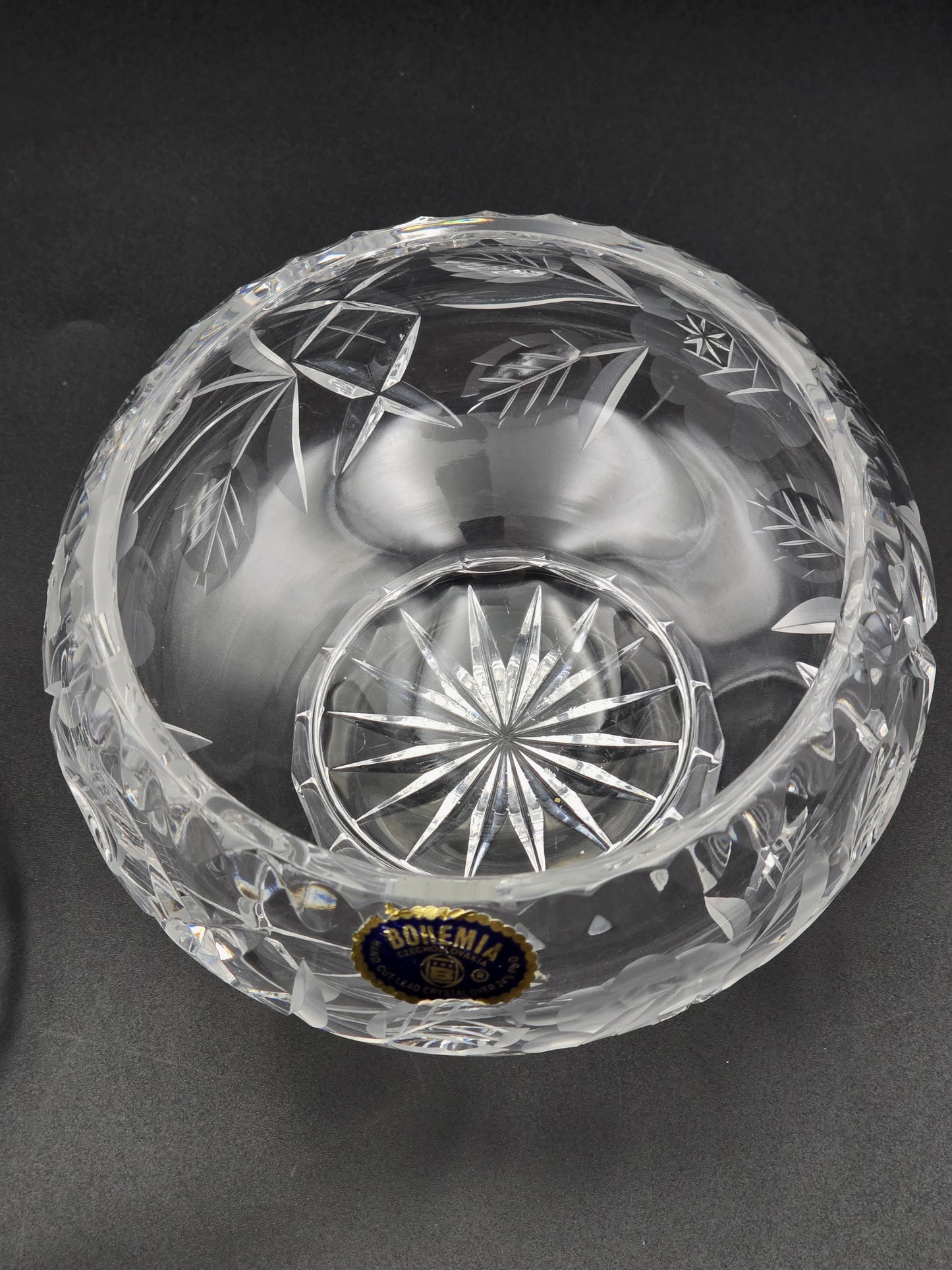 Bohemian Crystal Rose bowl. 5.5"