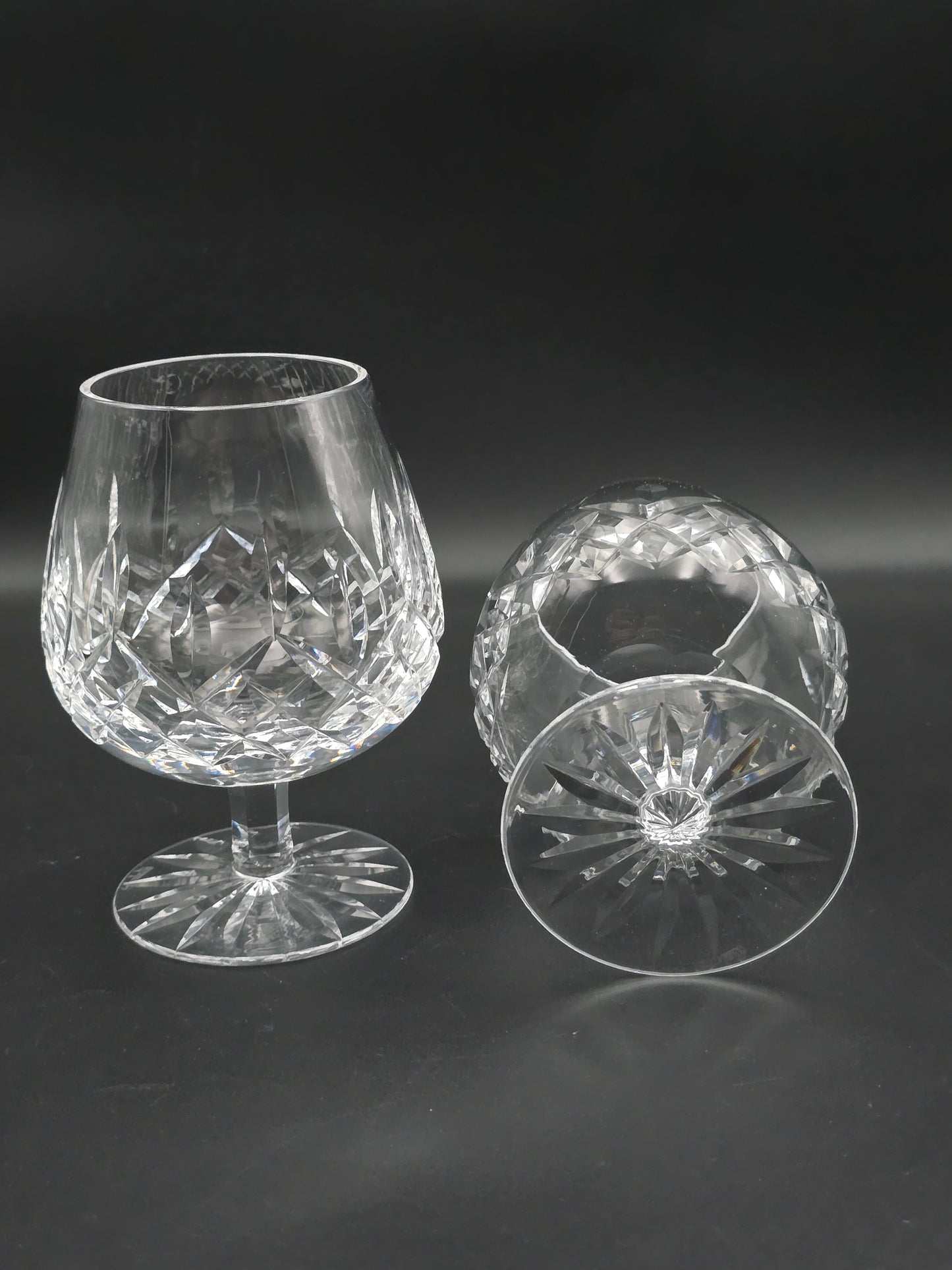 Waterford Lismore Irish Crystal pair of large Brandy or Cognac glasses 14oz