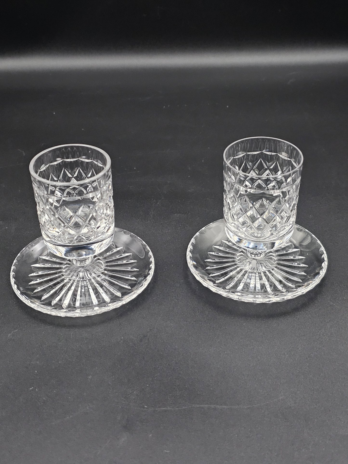 Beautiful pair of Crystal Candle Holders 4cm rim diameter