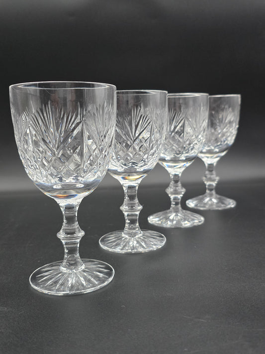Set of 4 Edinburgh Crystal Iona Pattern 225ml.  14.5cm tall.