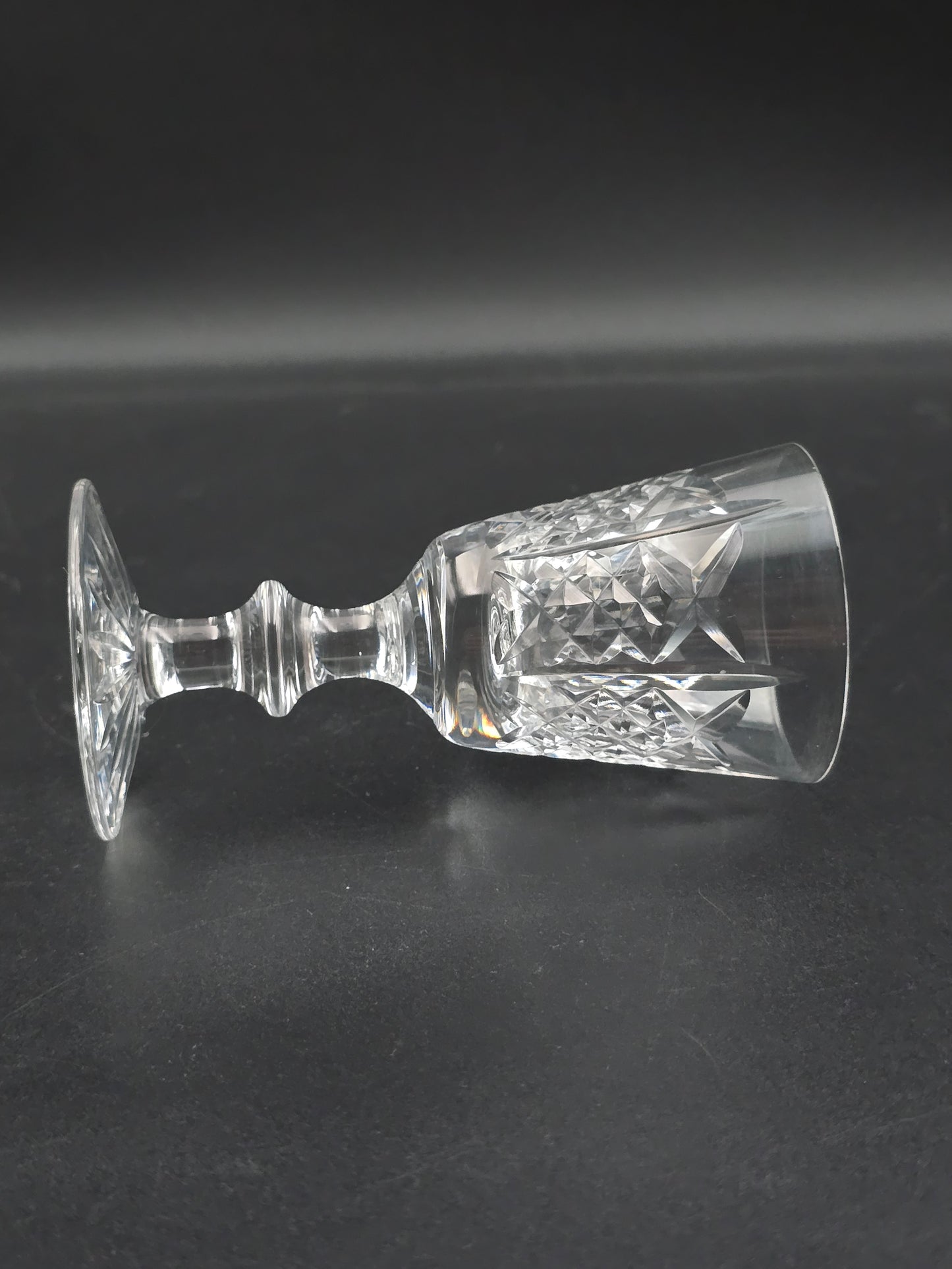 Set of 4 Edinburgh Crystal Highland pattern Crystal sherry or liqueur glasses 75ml. 11.5cm tall