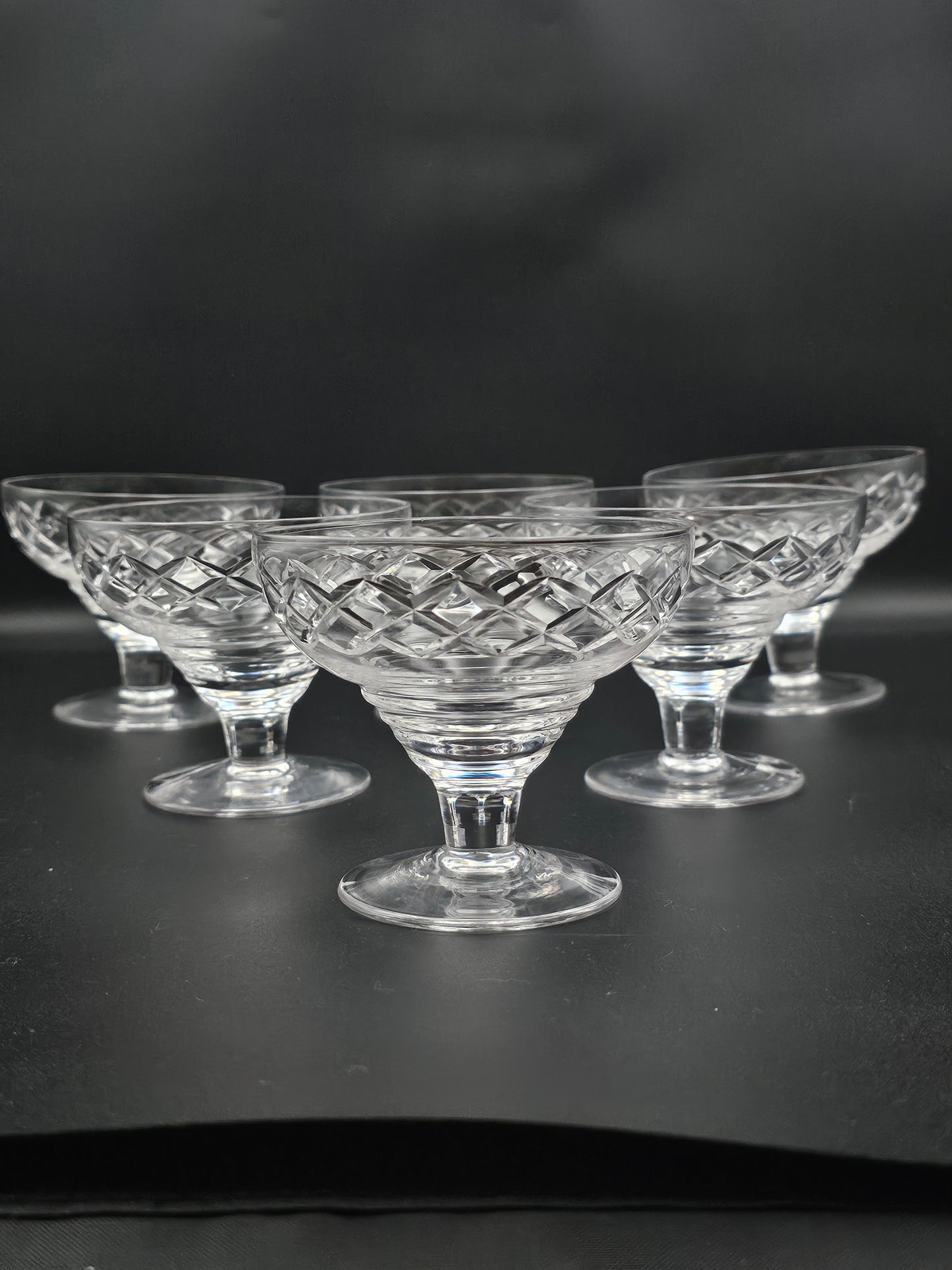 Set of 6 Vintage footed Crystal dessert or Starter bowls